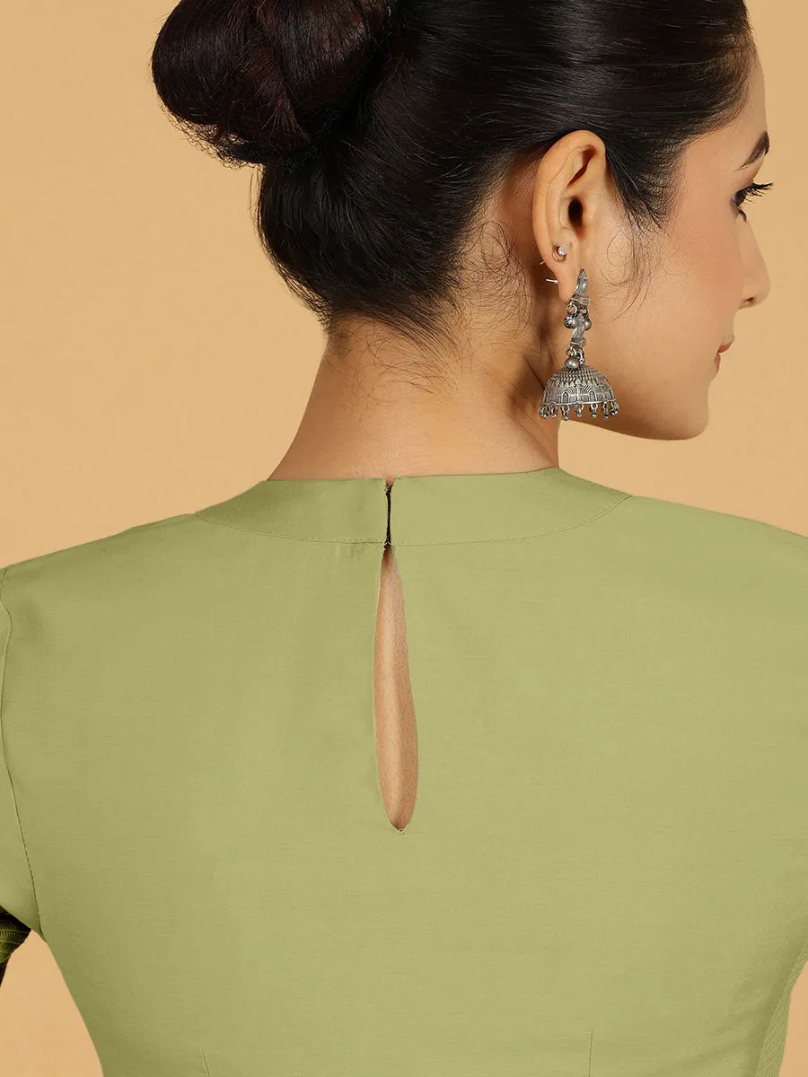 Farida x Rozaana | Regular Sleeves Saree Blouse in Pista Green