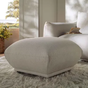 Gianni Pouffe, Beige Woven Fabric