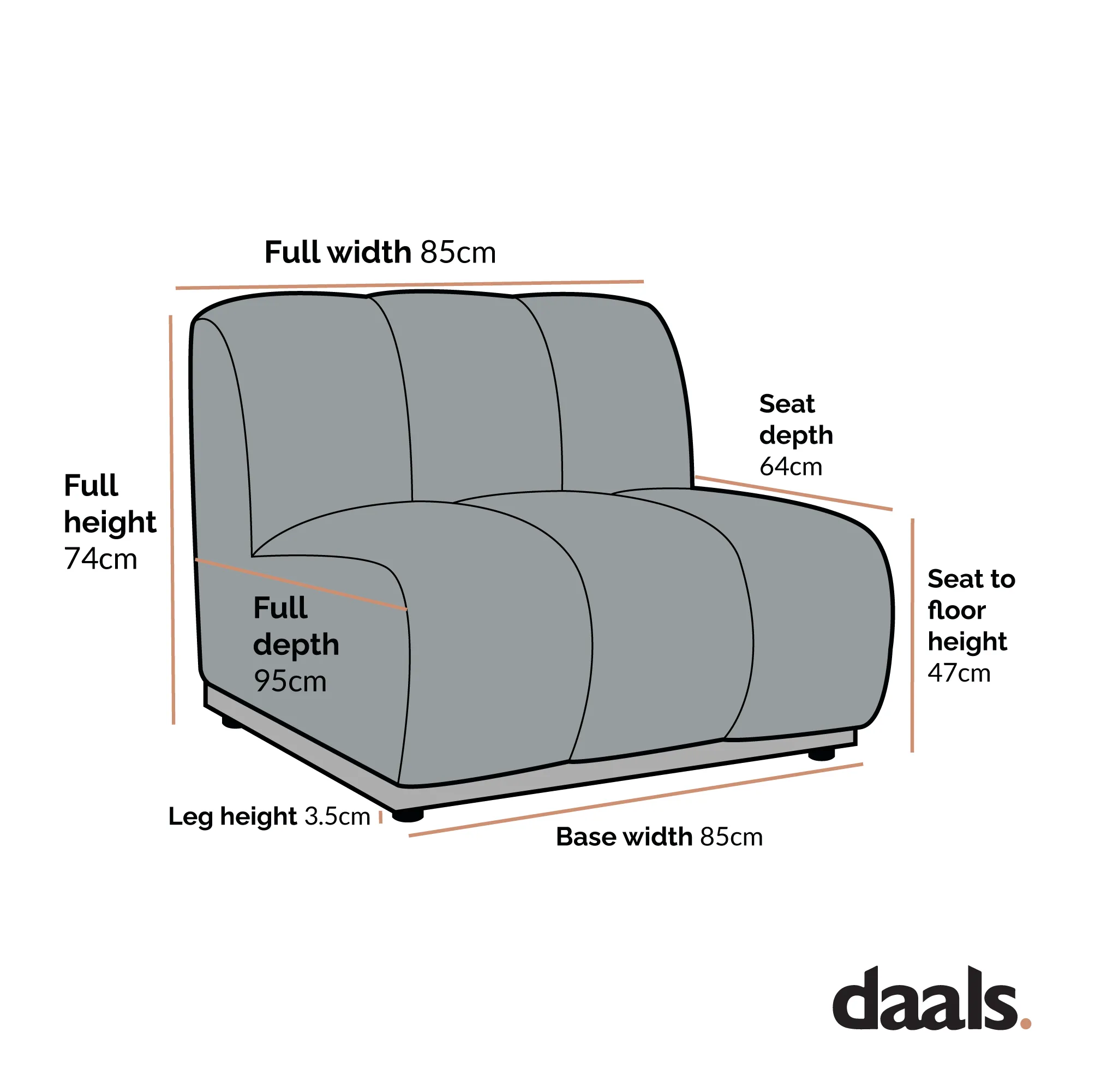 Granvia Ecru Boucle Modular Sofa, 1-Seater Armless Sofa