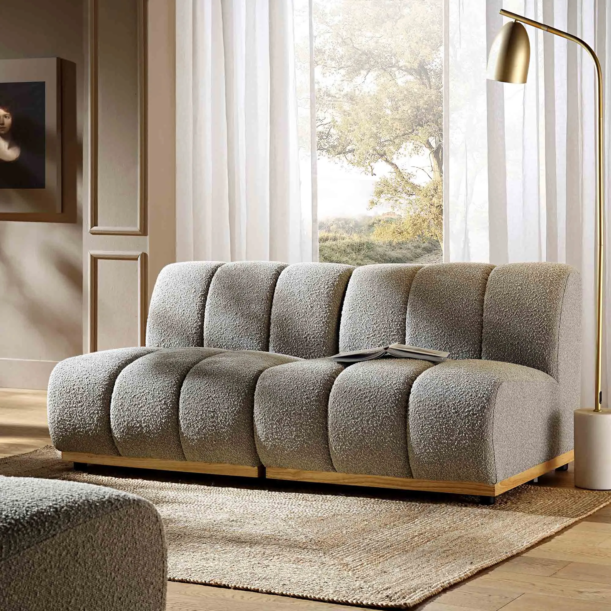 Granvia Taupe Boucle Modular Sofa, 2-Seater Sofa