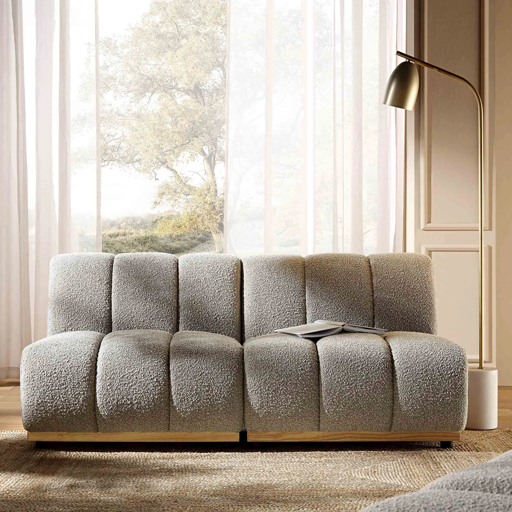 Granvia Taupe Boucle Modular Sofa, 2-Seater Sofa