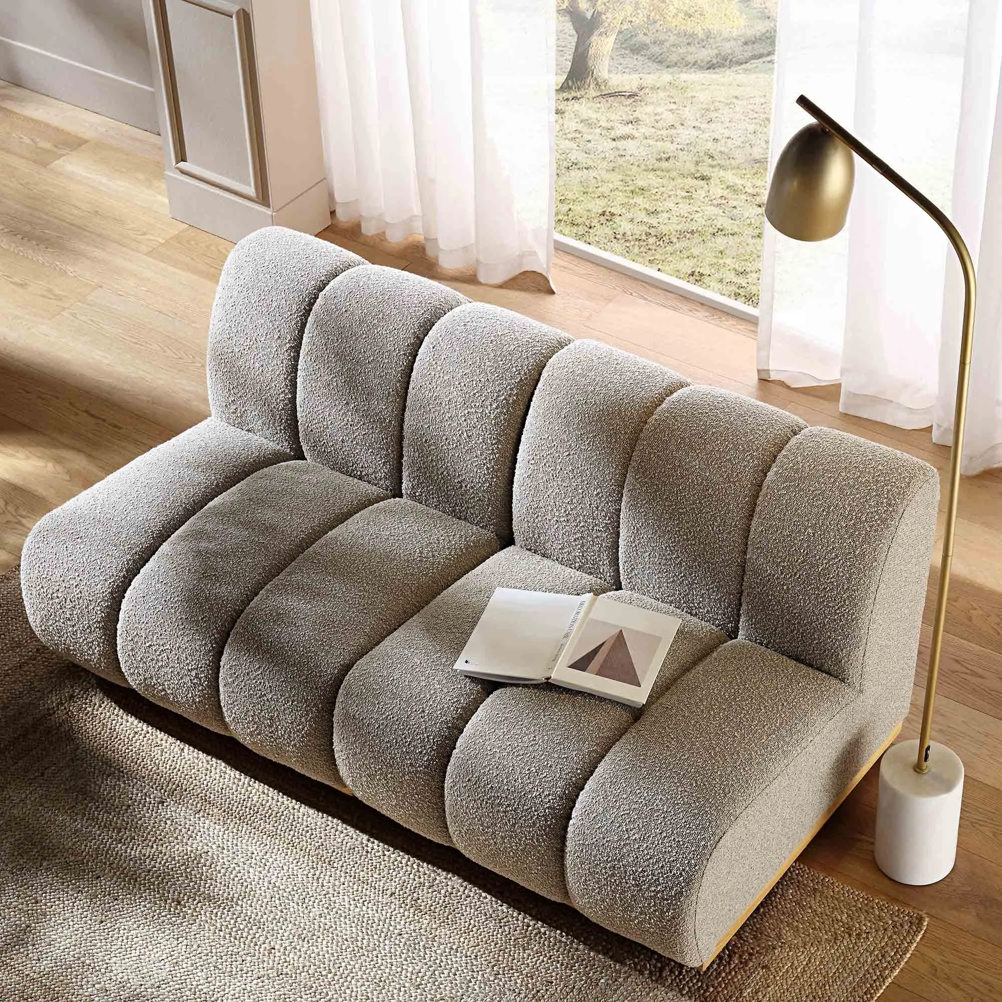 Granvia Taupe Boucle Modular Sofa, 2-Seater Sofa