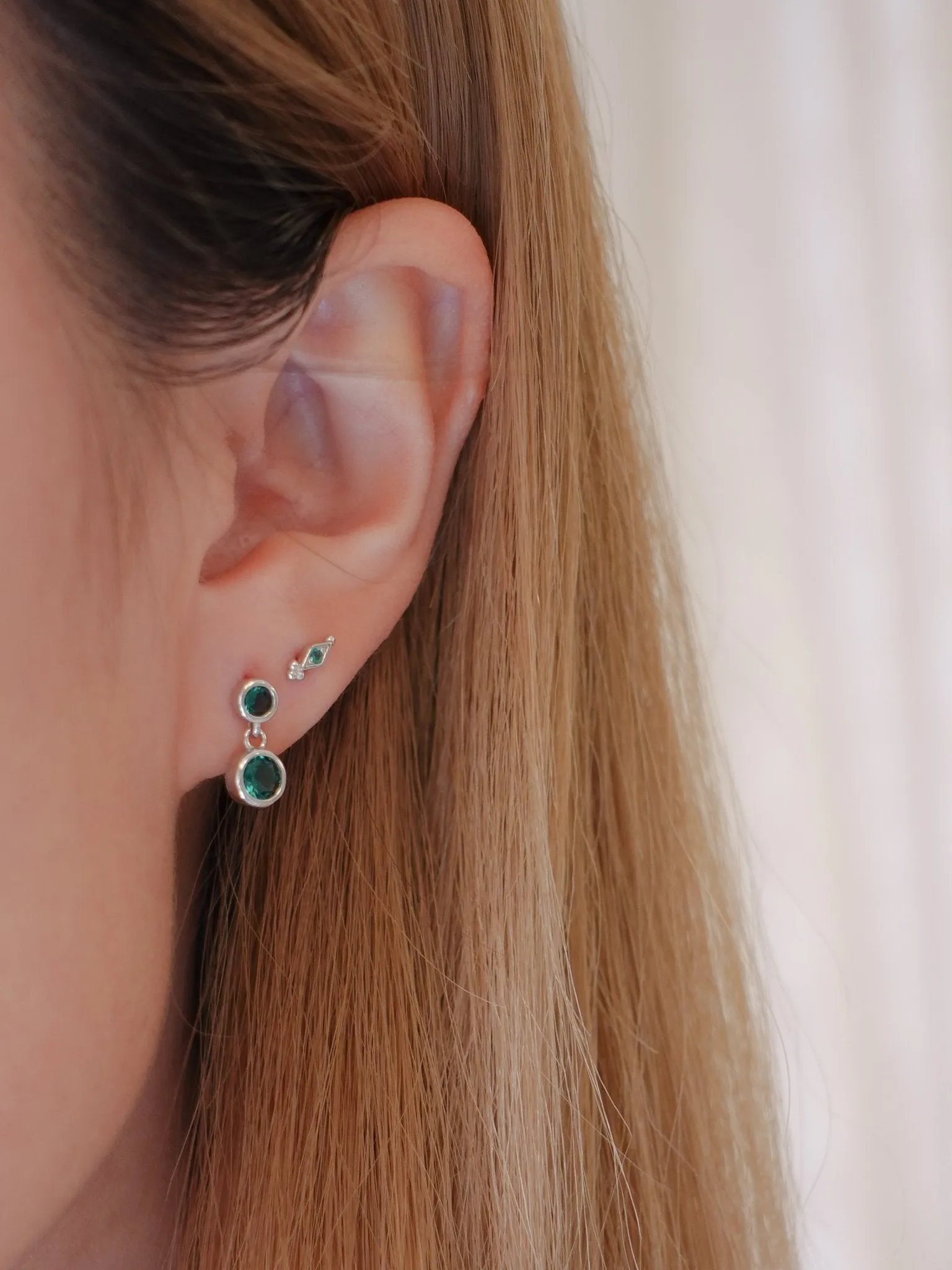 Green Gem Freya Studs in Silver