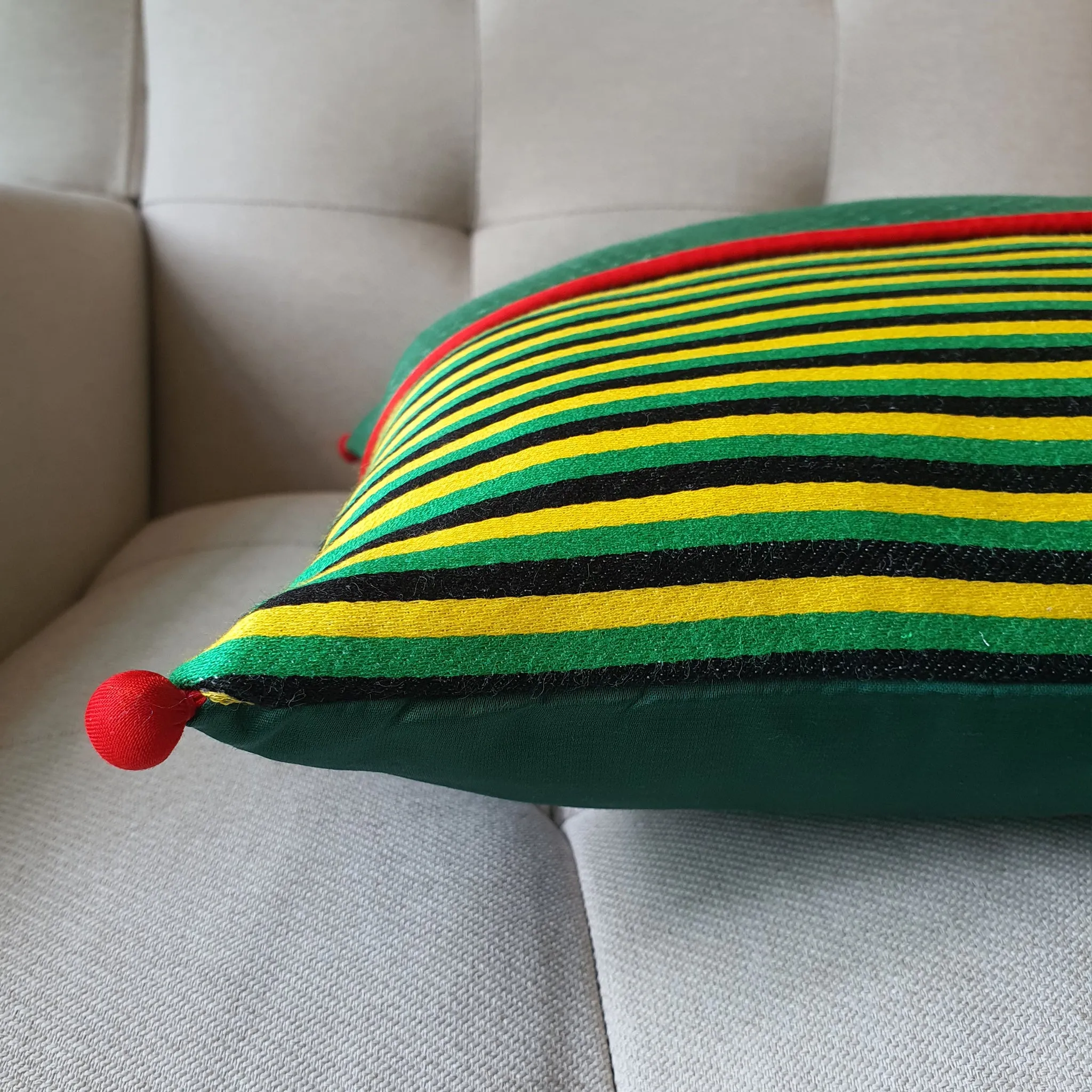 Green Patchwork Mashru Cushion Cover