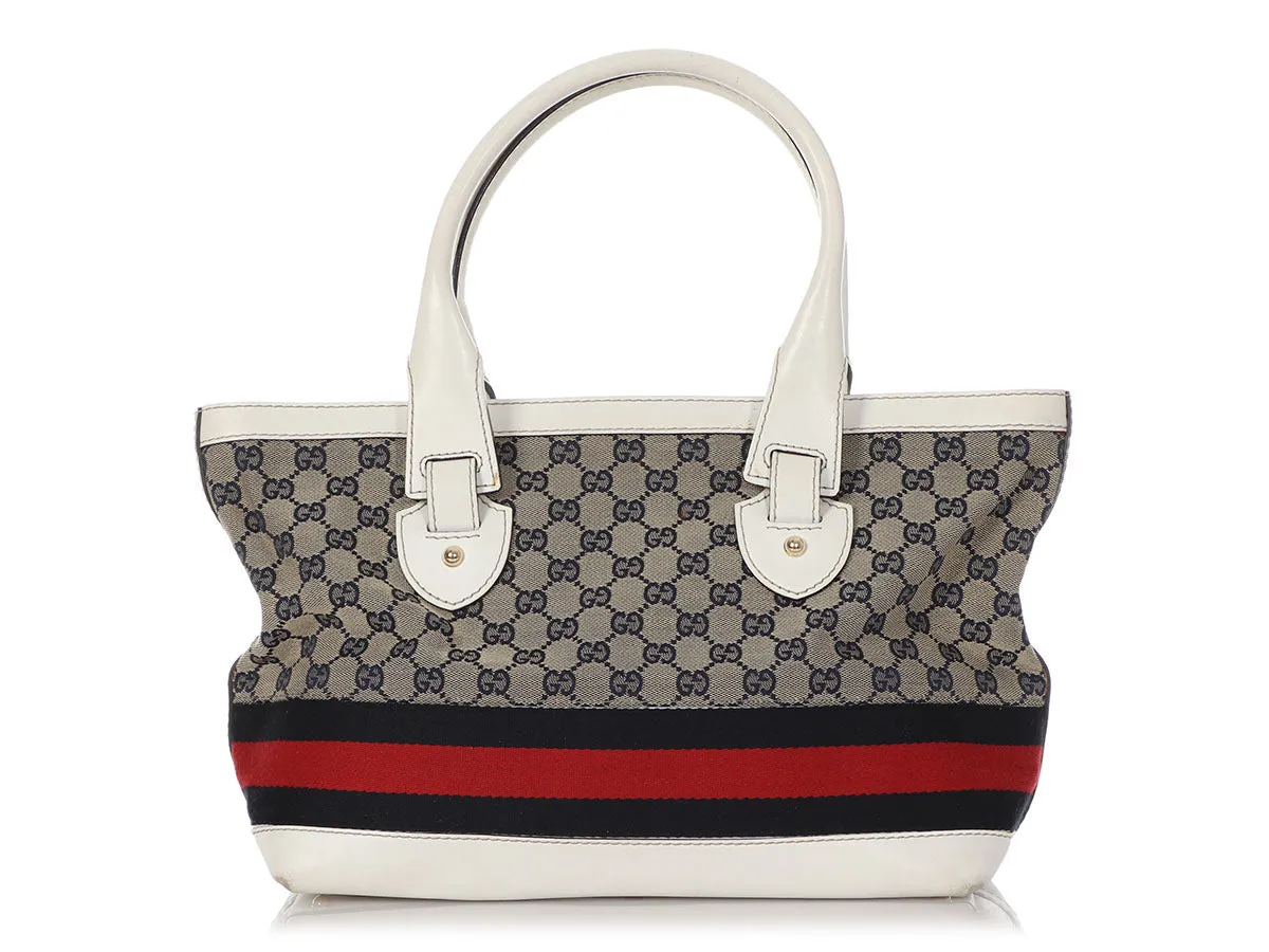 Gucci White GG Heritage Tote