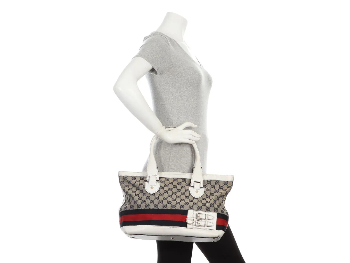 Gucci White GG Heritage Tote