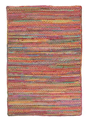 Hand-braided Blend Cotton Jute Rug - Multi