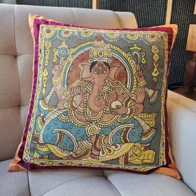 Hand Painted Kalamkari Cushion Cover - Lord Ganesha