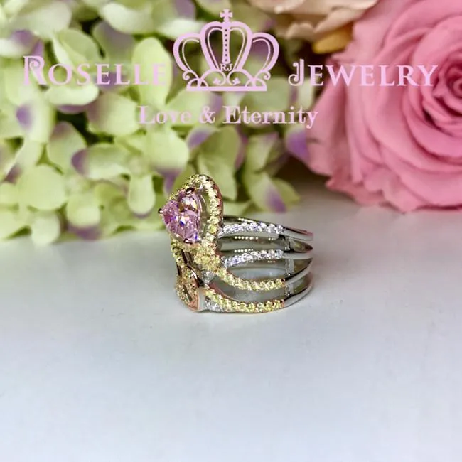 Heart Shaped Two Color Fashion Ring - BA15