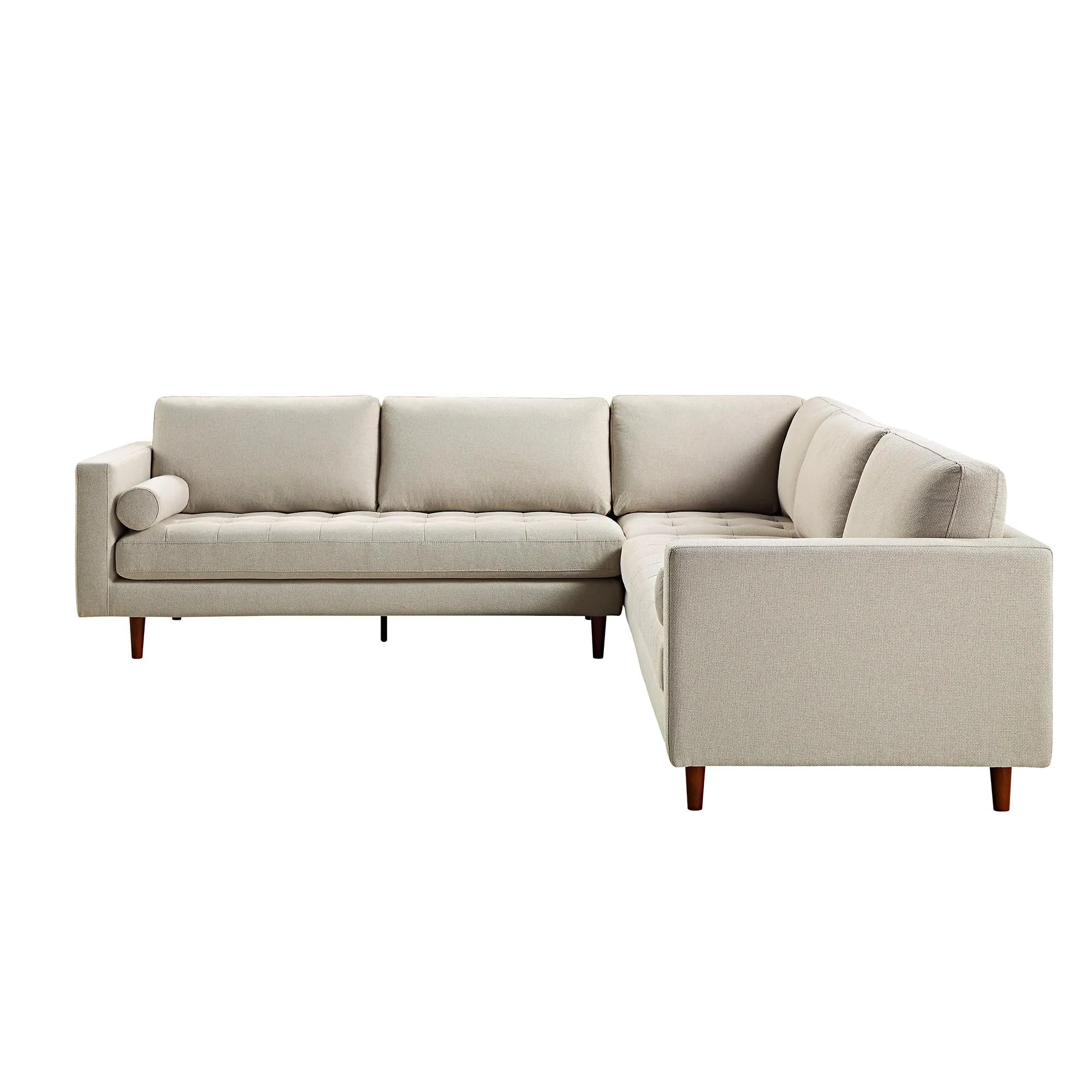 Henrietta 5 Seater Corner Sofa, Beige Woven Fabric