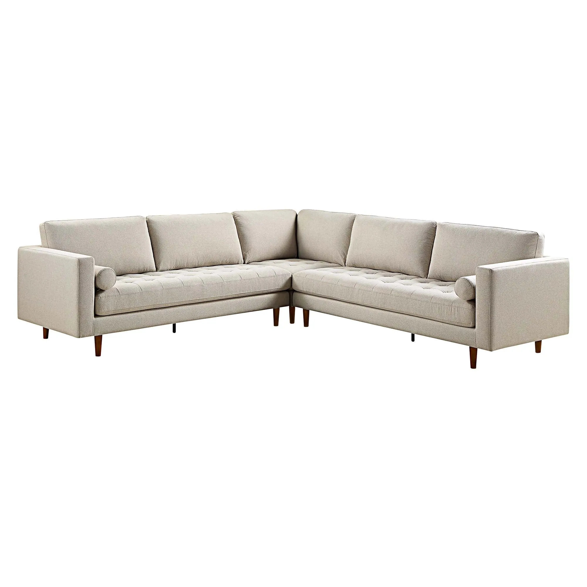 Henrietta 5 Seater Corner Sofa, Beige Woven Fabric