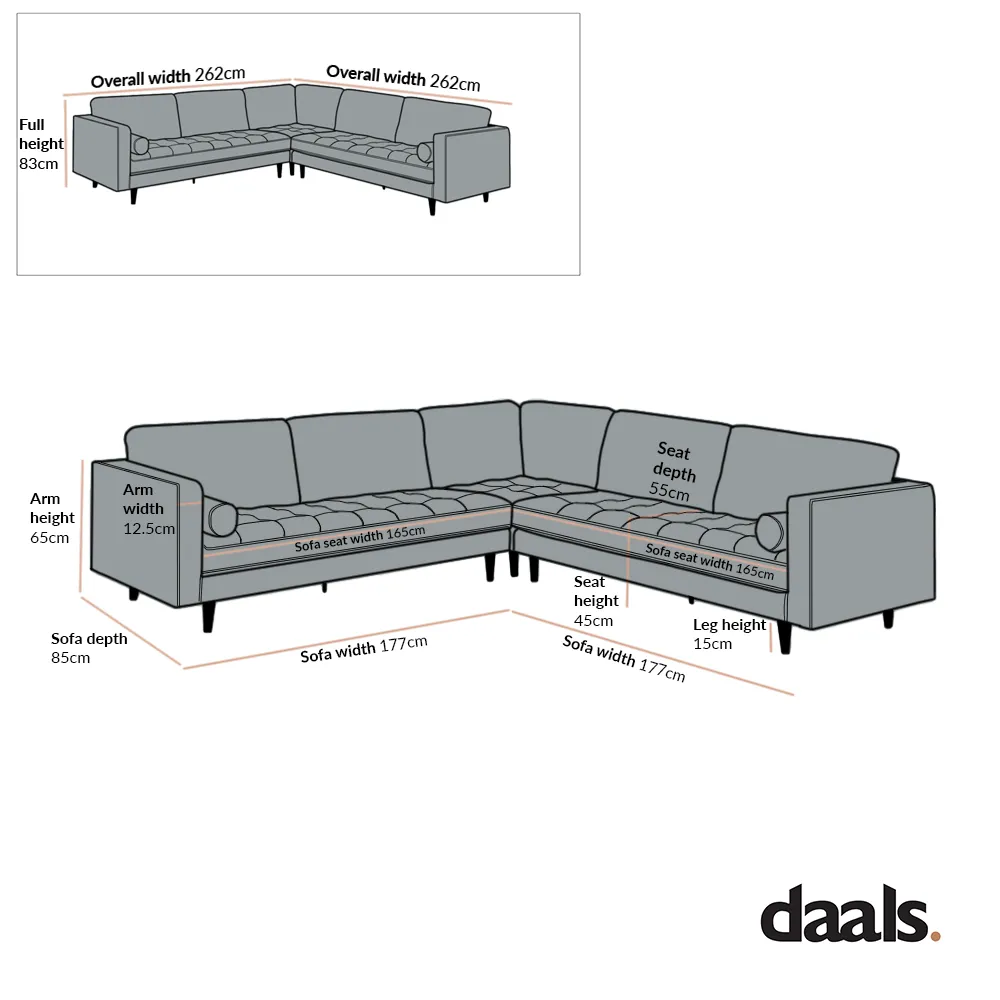 Henrietta 5 Seater Corner Sofa, Beige Woven Fabric