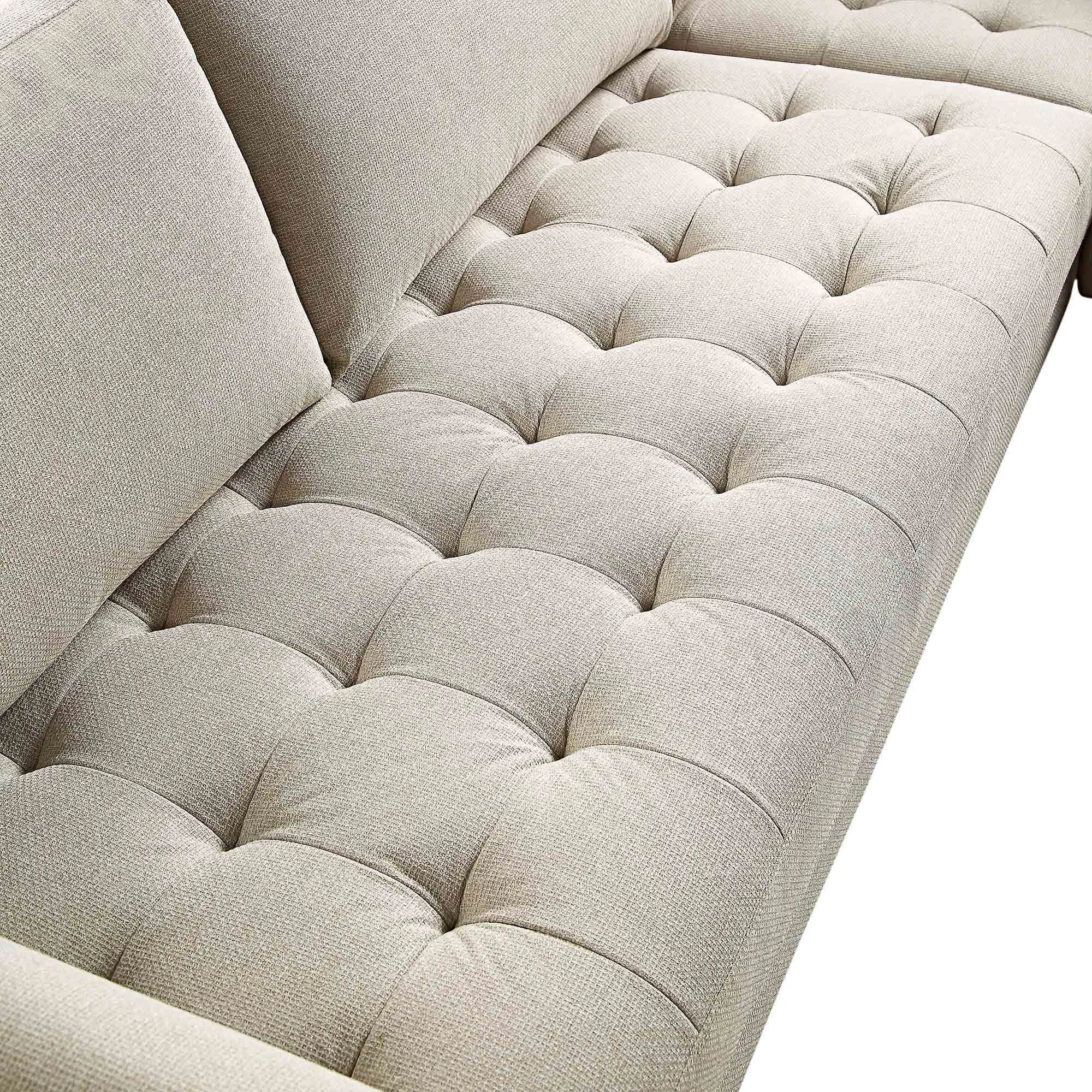 Henrietta 5 Seater Corner Sofa, Beige Woven Fabric