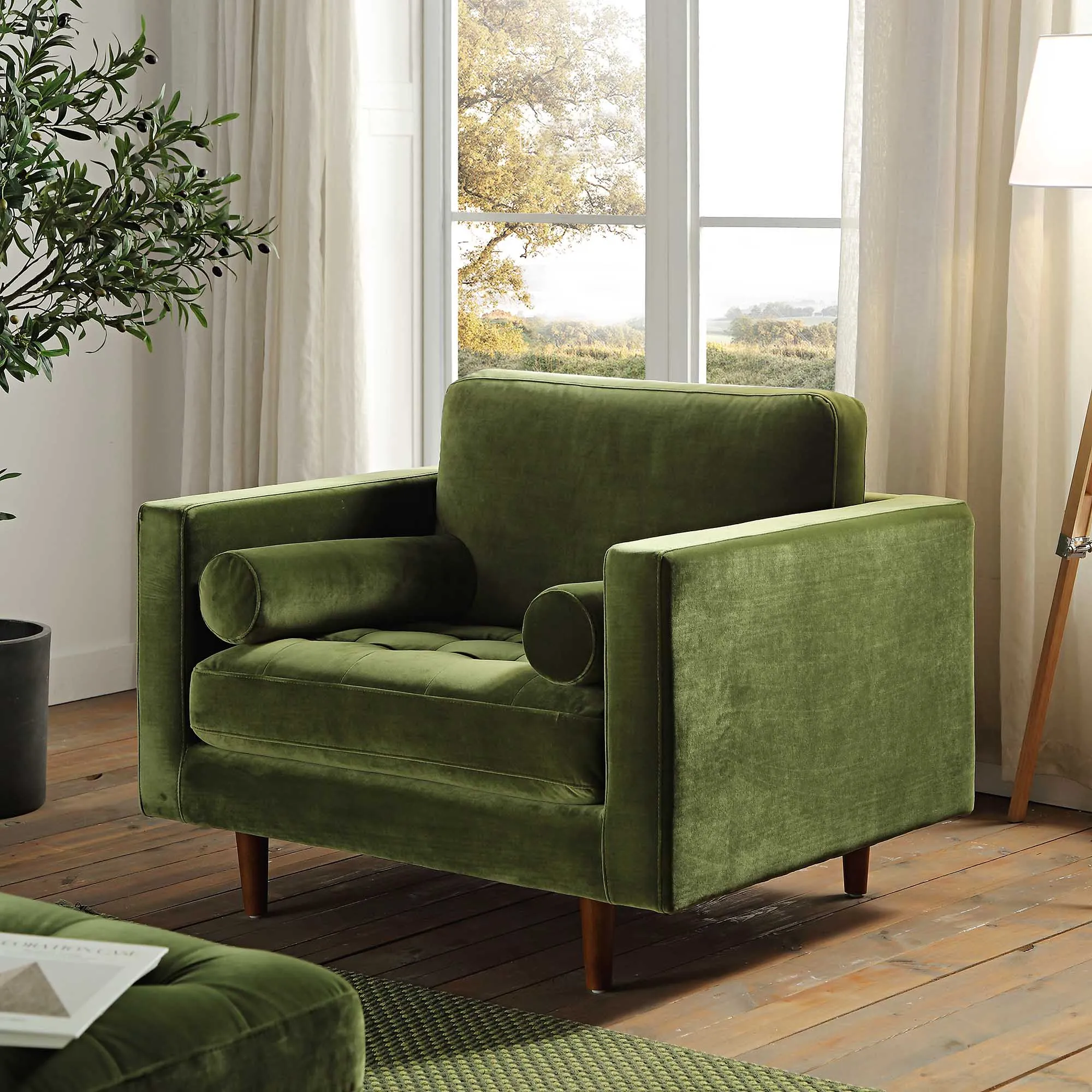 Henrietta Armchair, Moss Green Velvet