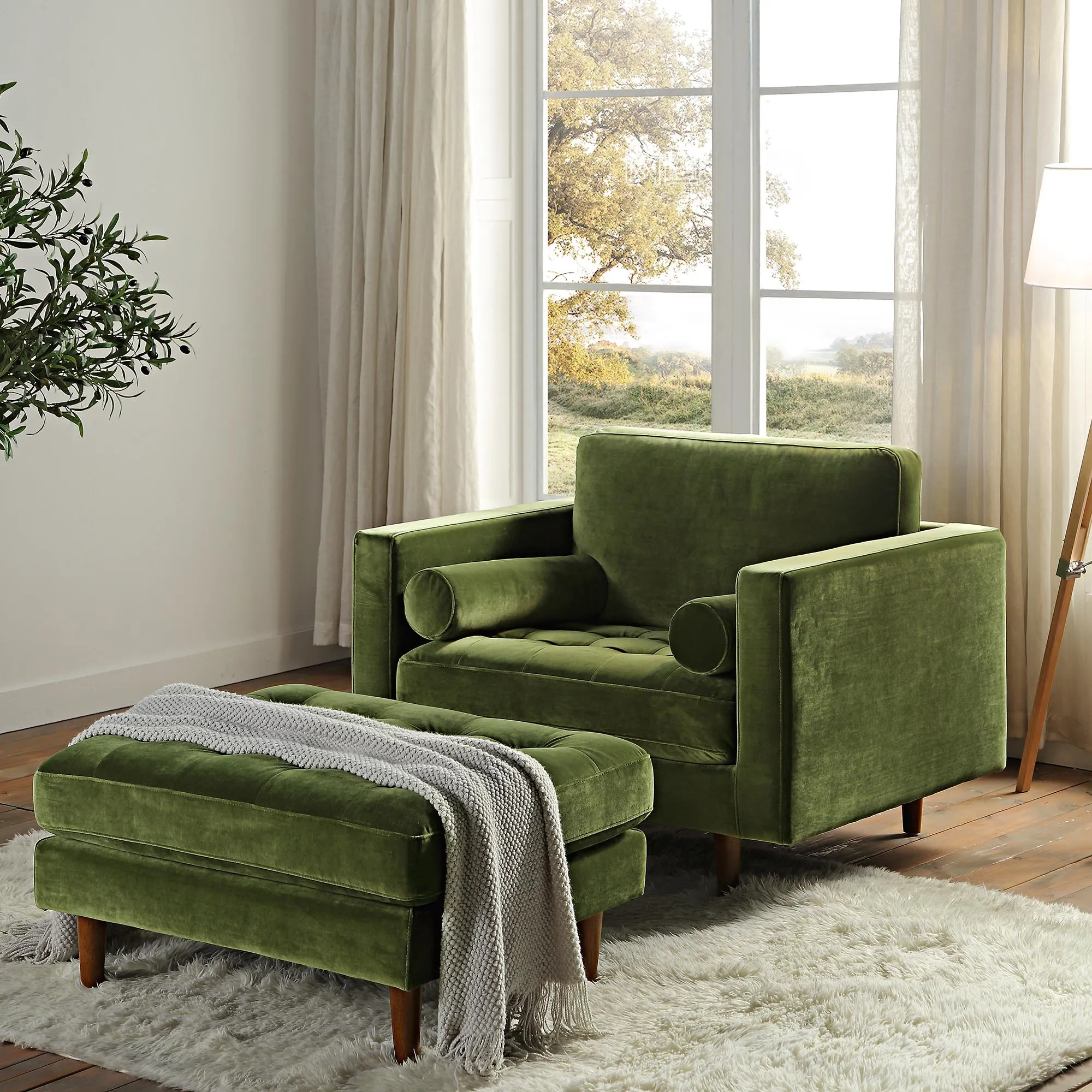 Henrietta Armchair, Moss Green Velvet