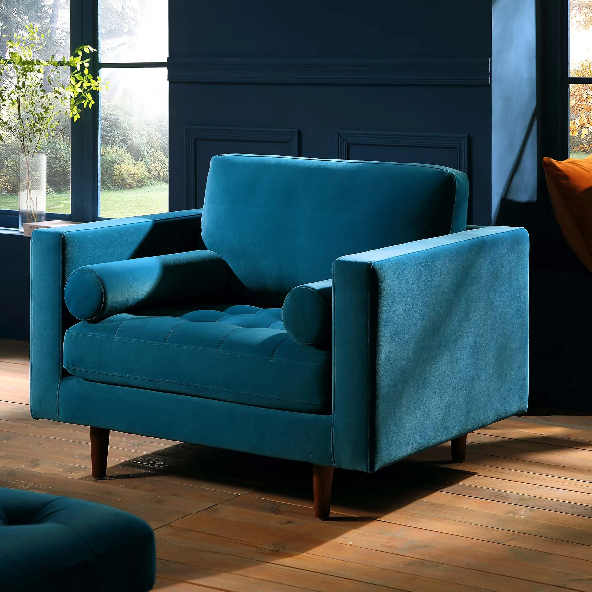 Henrietta Armchair, Teal Velvet