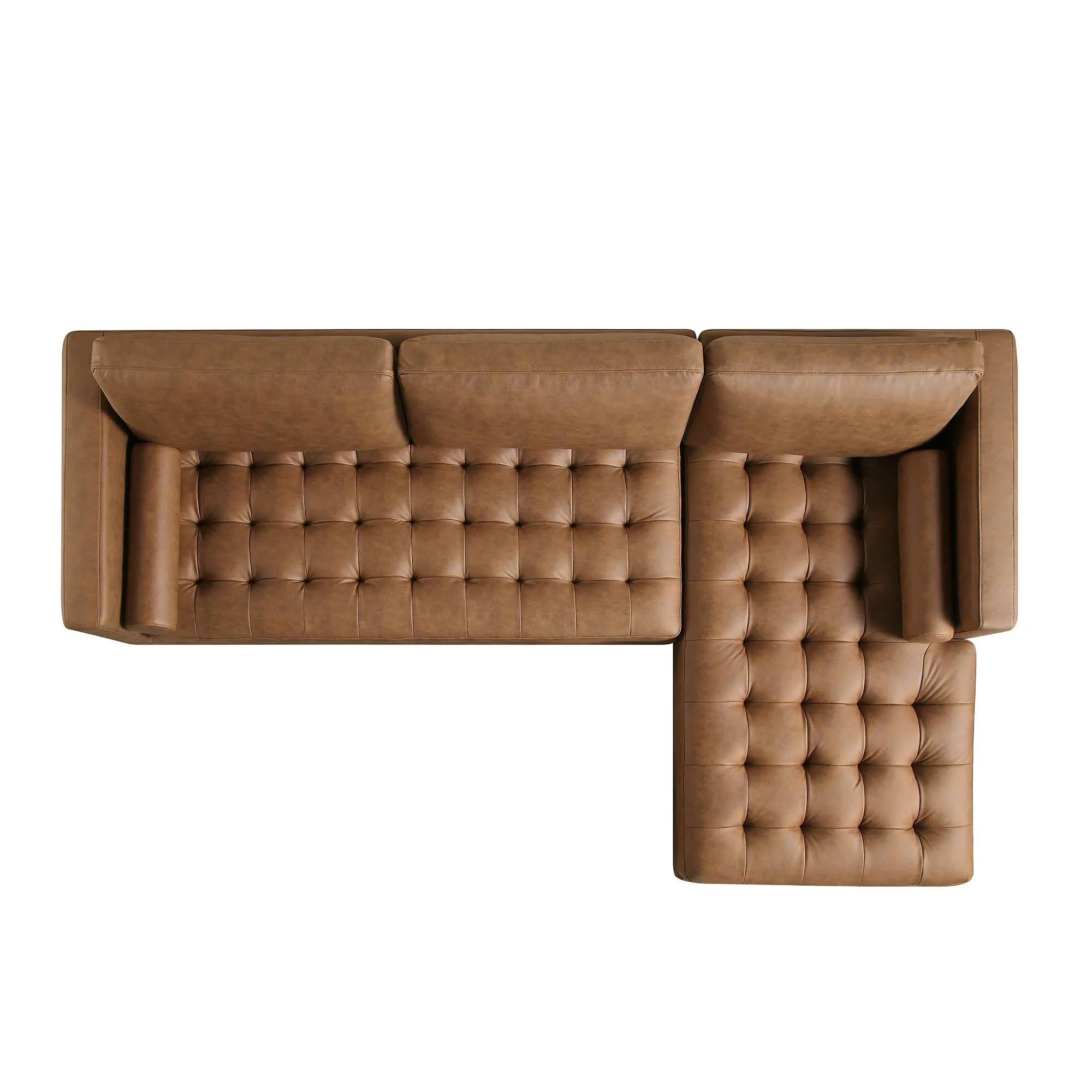 Henrietta Grand 4-Seater RHF Chaise End Sofa, Tan Faux Suede