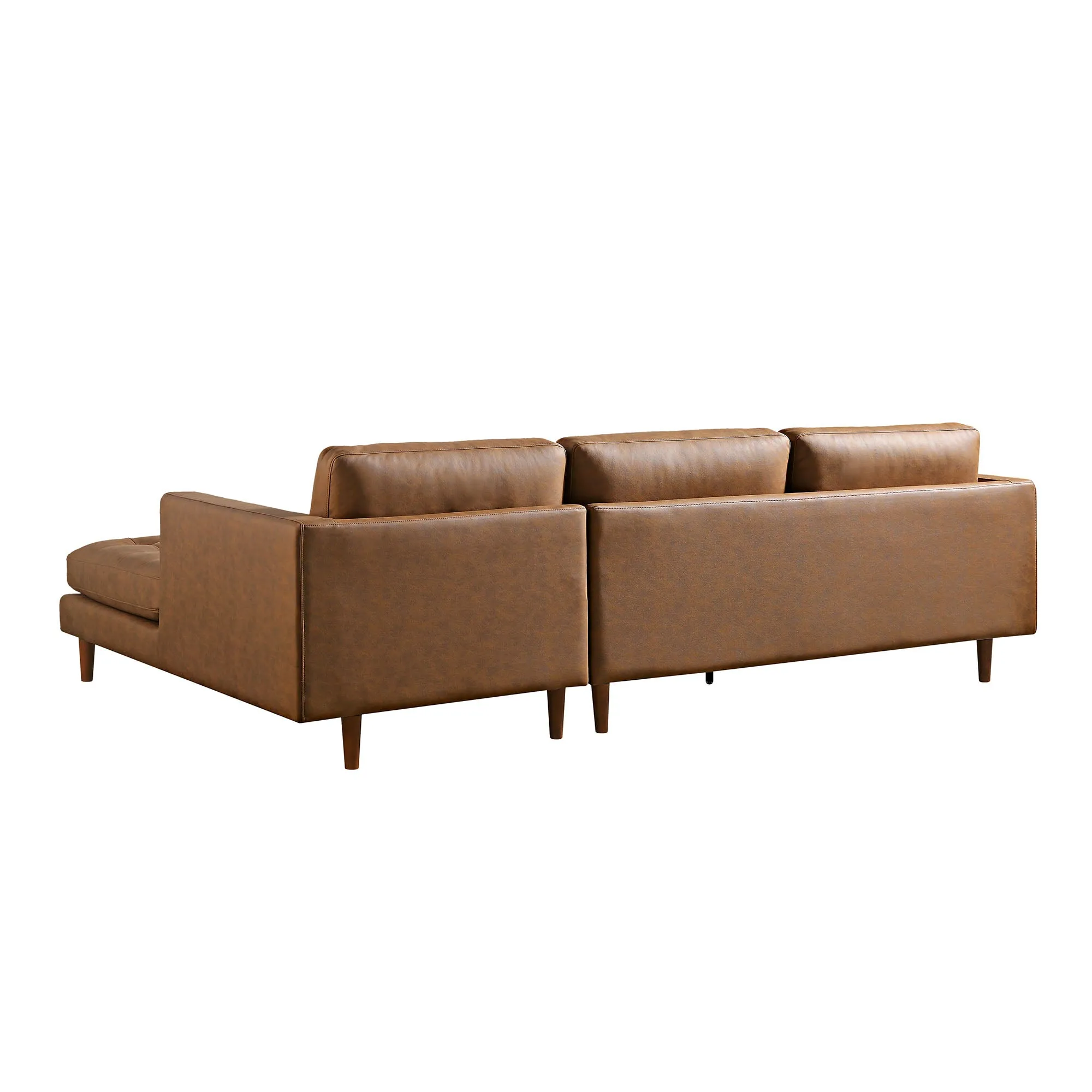 Henrietta Grand 4-Seater RHF Chaise End Sofa, Tan Faux Suede