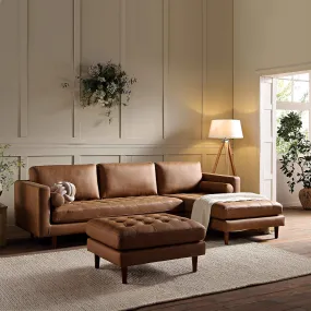 Henrietta Grand 4-Seater RHF Chaise End Sofa, Tan Faux Suede