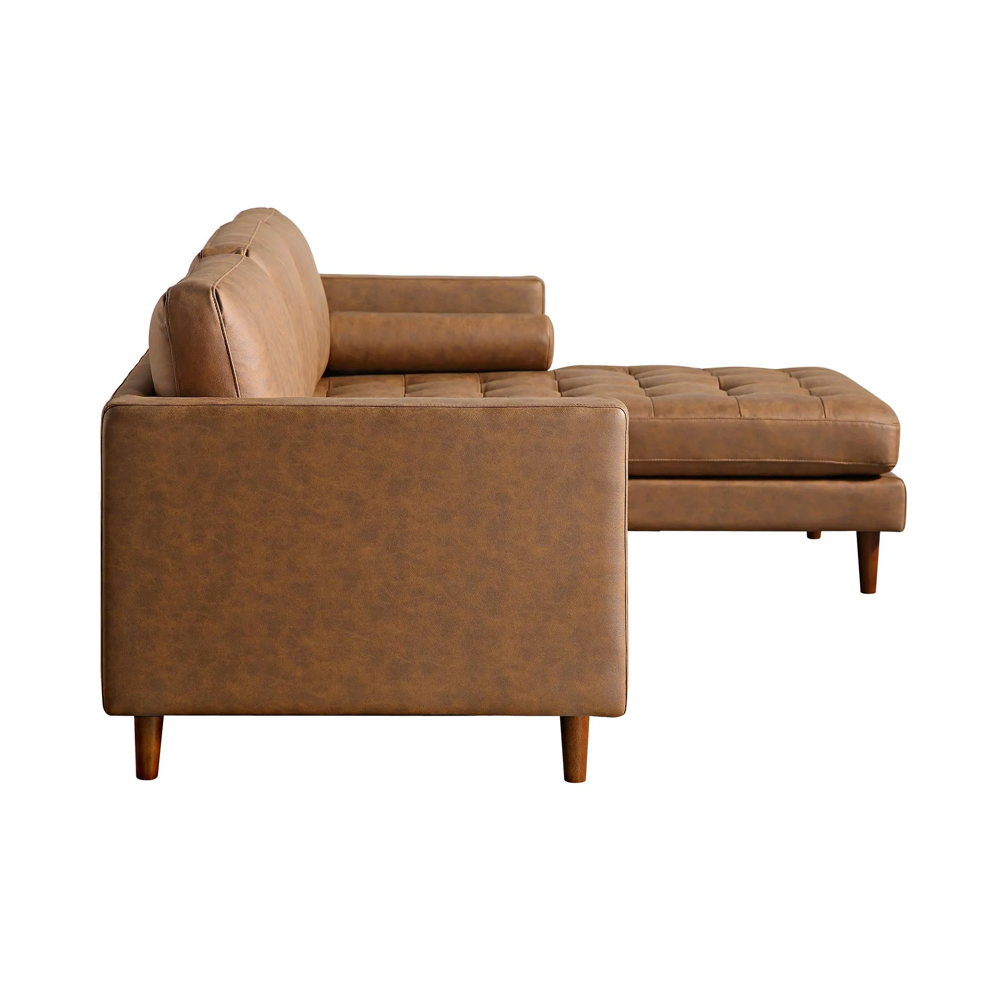 Henrietta Grand 4-Seater RHF Chaise End Sofa, Tan Faux Suede