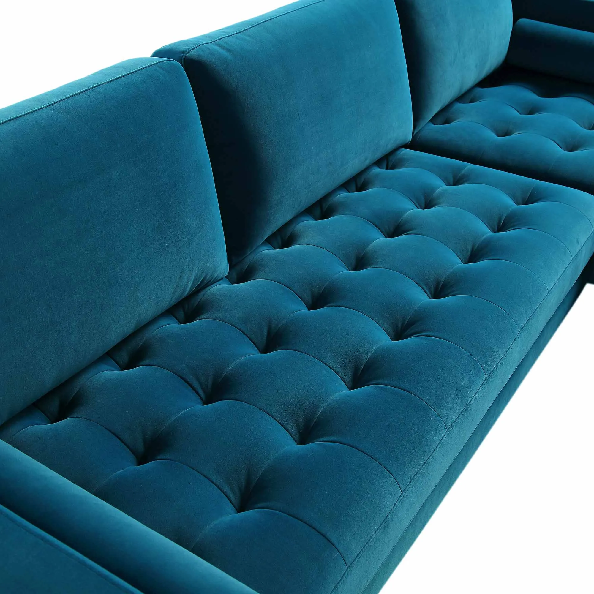 Henrietta Grand 4-Seater RHF Chaise End Sofa, Teal Velvet