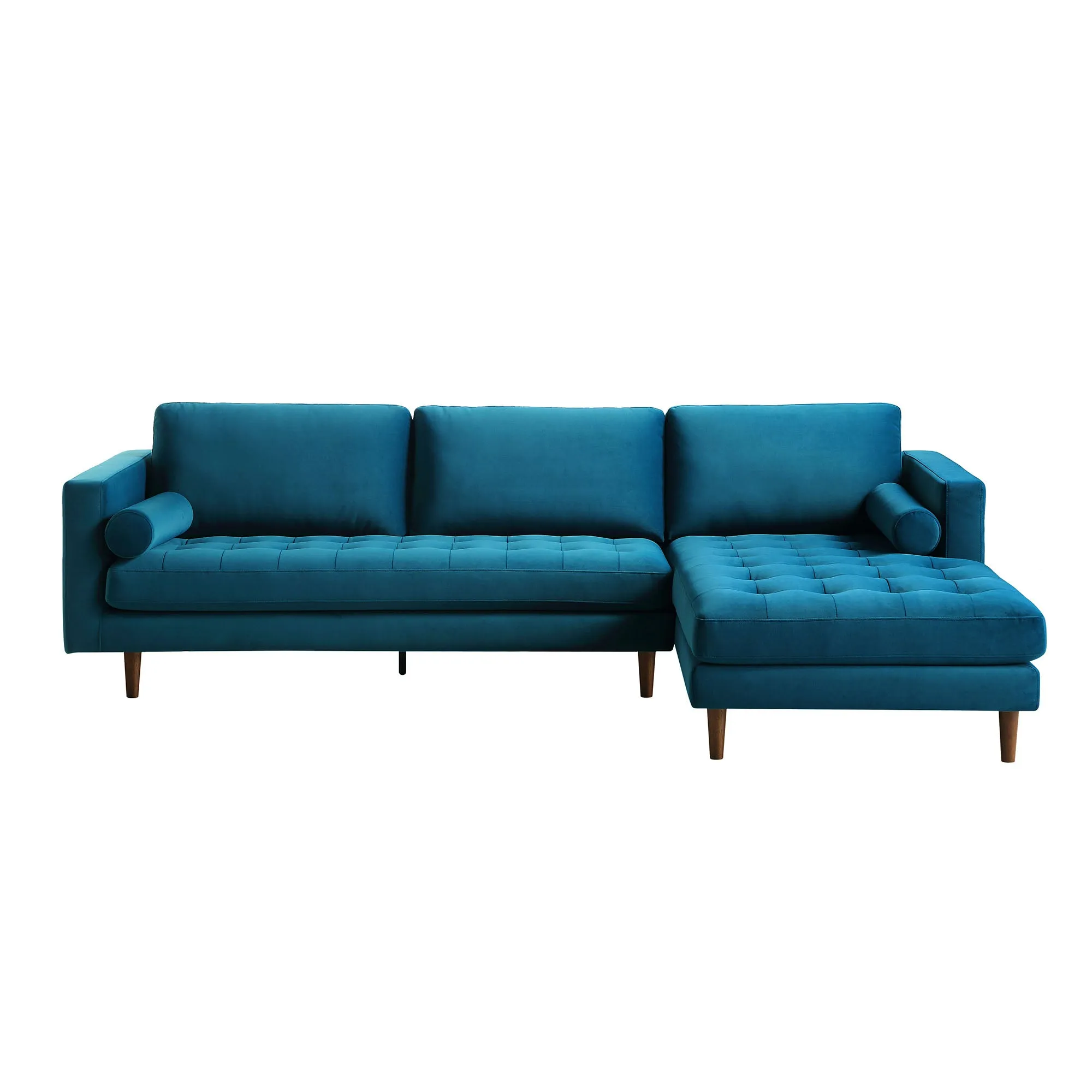 Henrietta Grand 4-Seater RHF Chaise End Sofa, Teal Velvet