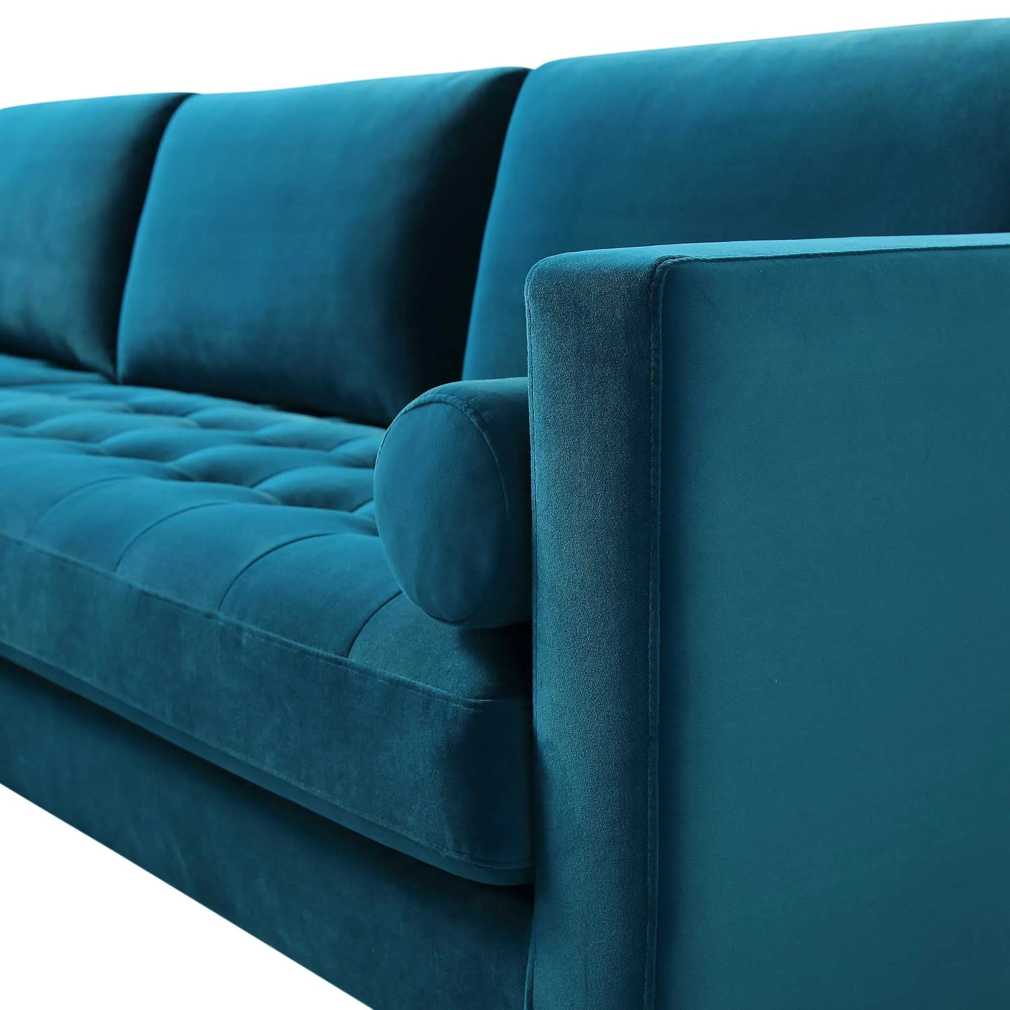 Henrietta Grand 4-Seater RHF Chaise End Sofa, Teal Velvet