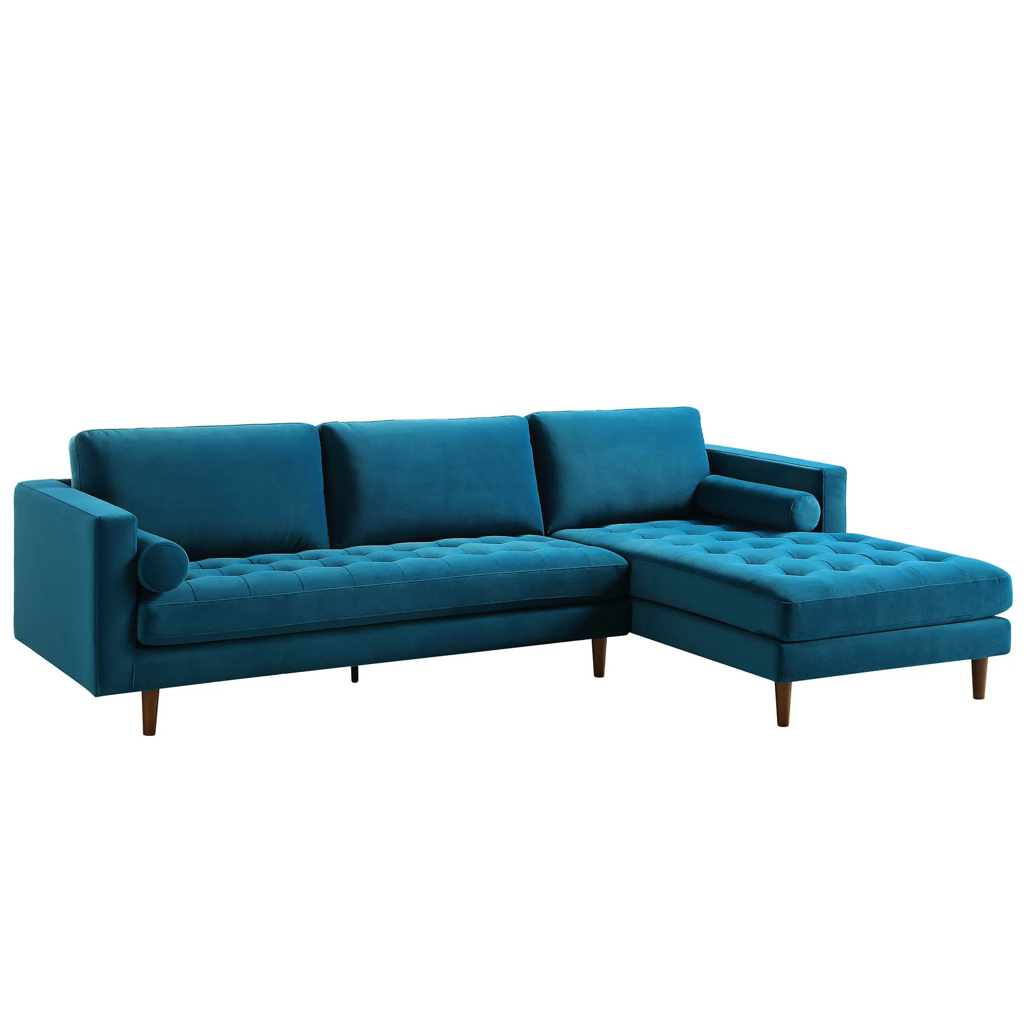 Henrietta Grand 4-Seater RHF Chaise End Sofa, Teal Velvet