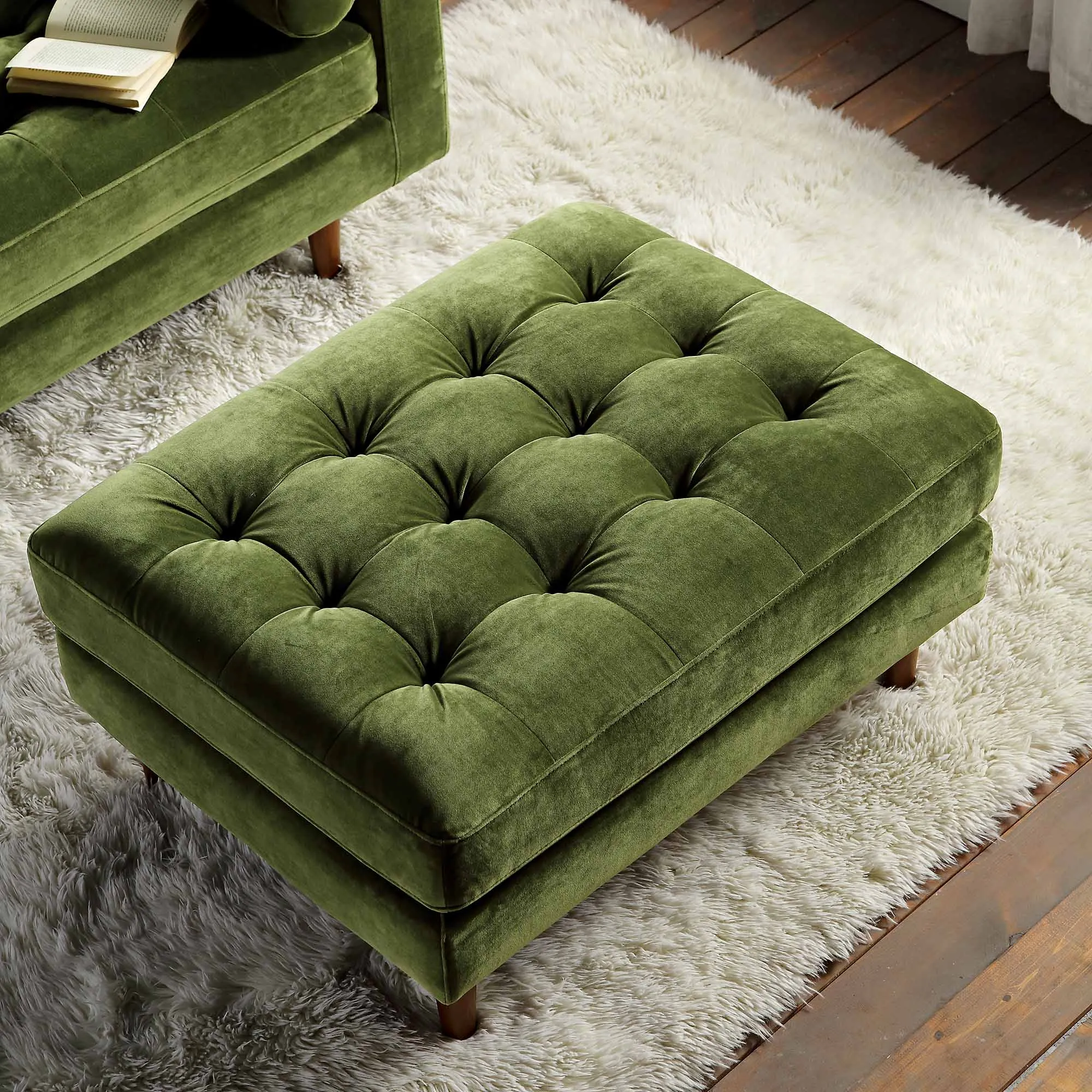 Henrietta Ottoman, Moss Green Velvet