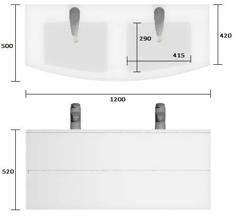 Henry Brooks - Chloe Vanity 2 Drawer - Double Basin 1200mm