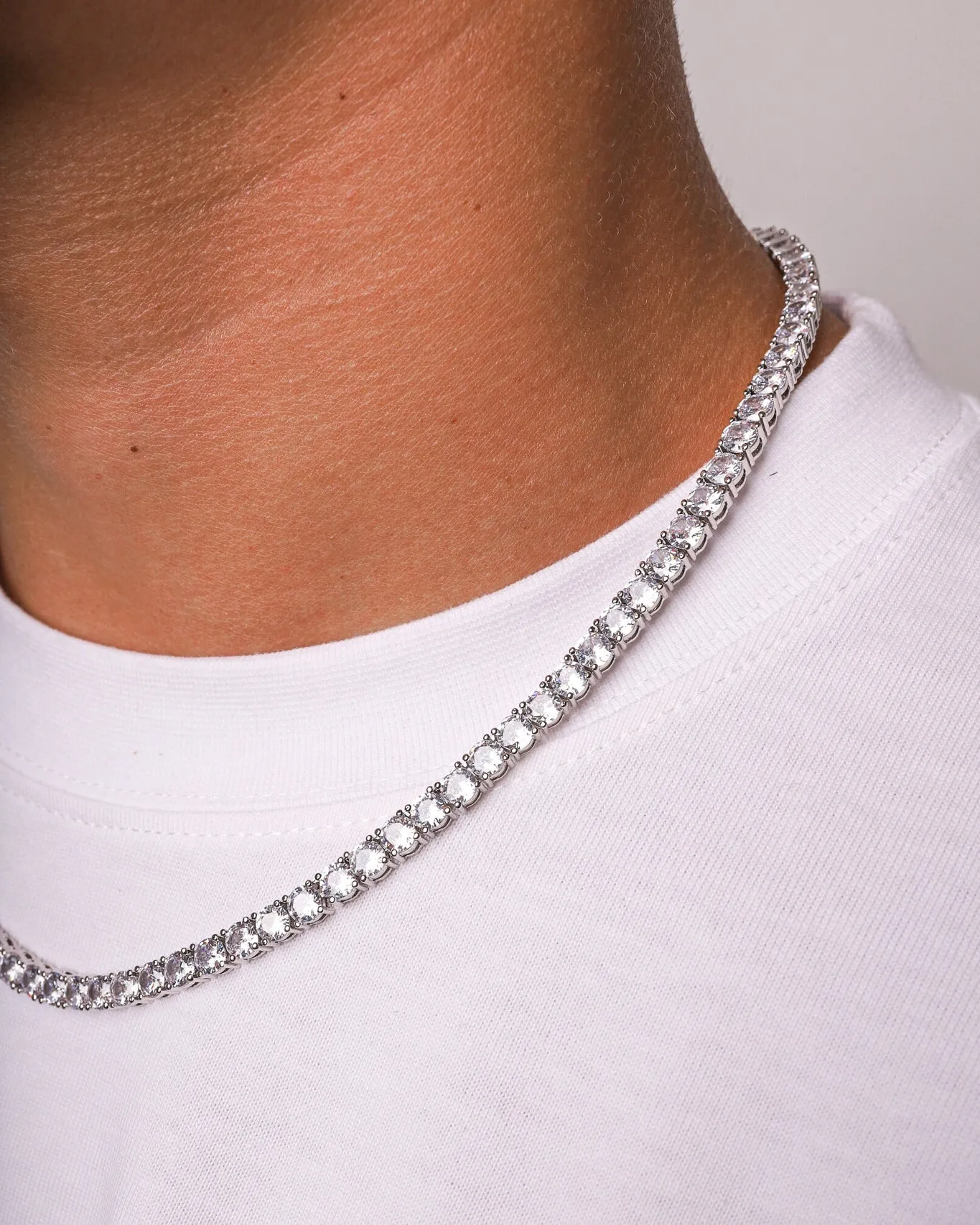 ICE BREAKER CHAIN. - 5MM WHITE GOLD