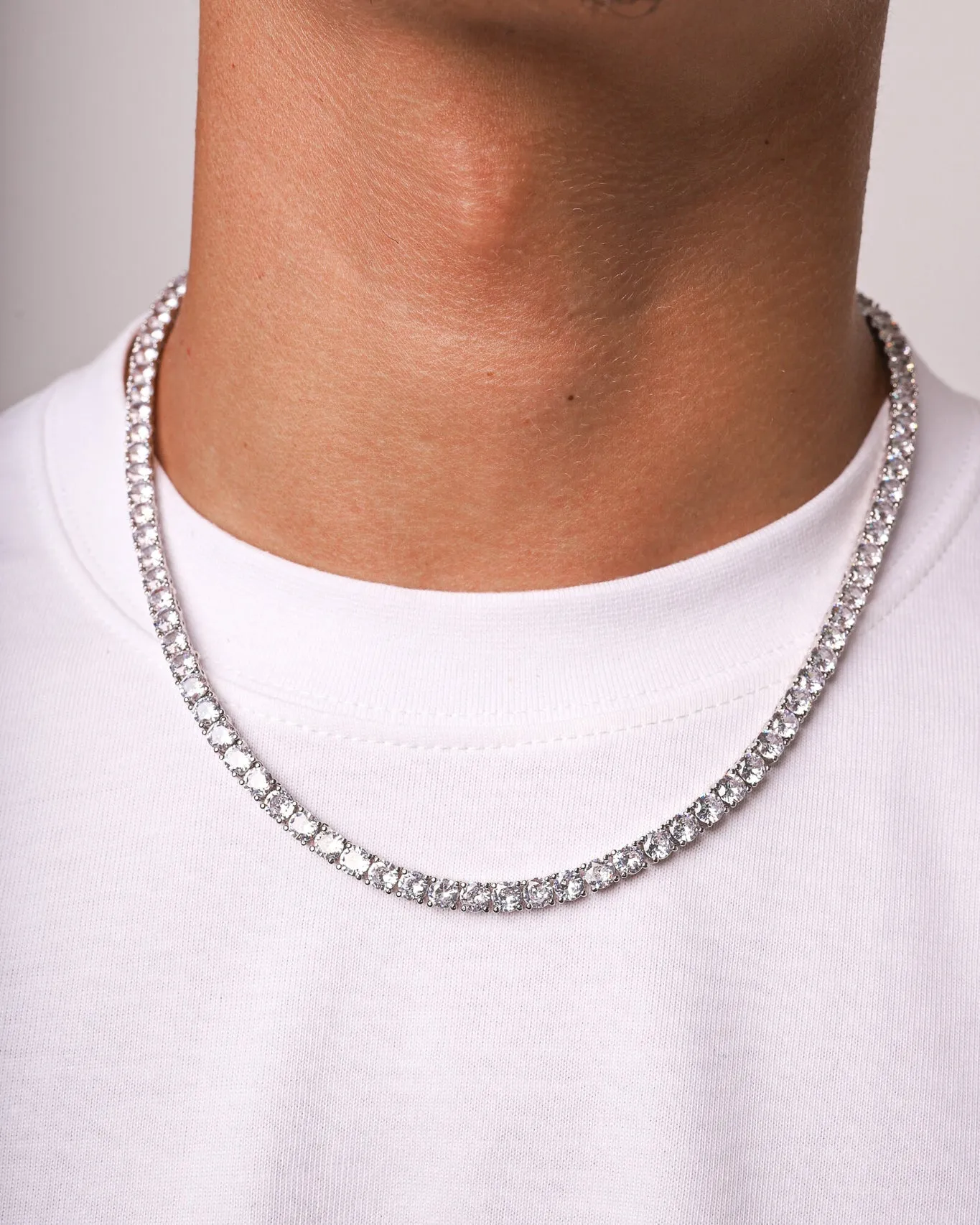 ICE BREAKER CHAIN. - 5MM WHITE GOLD