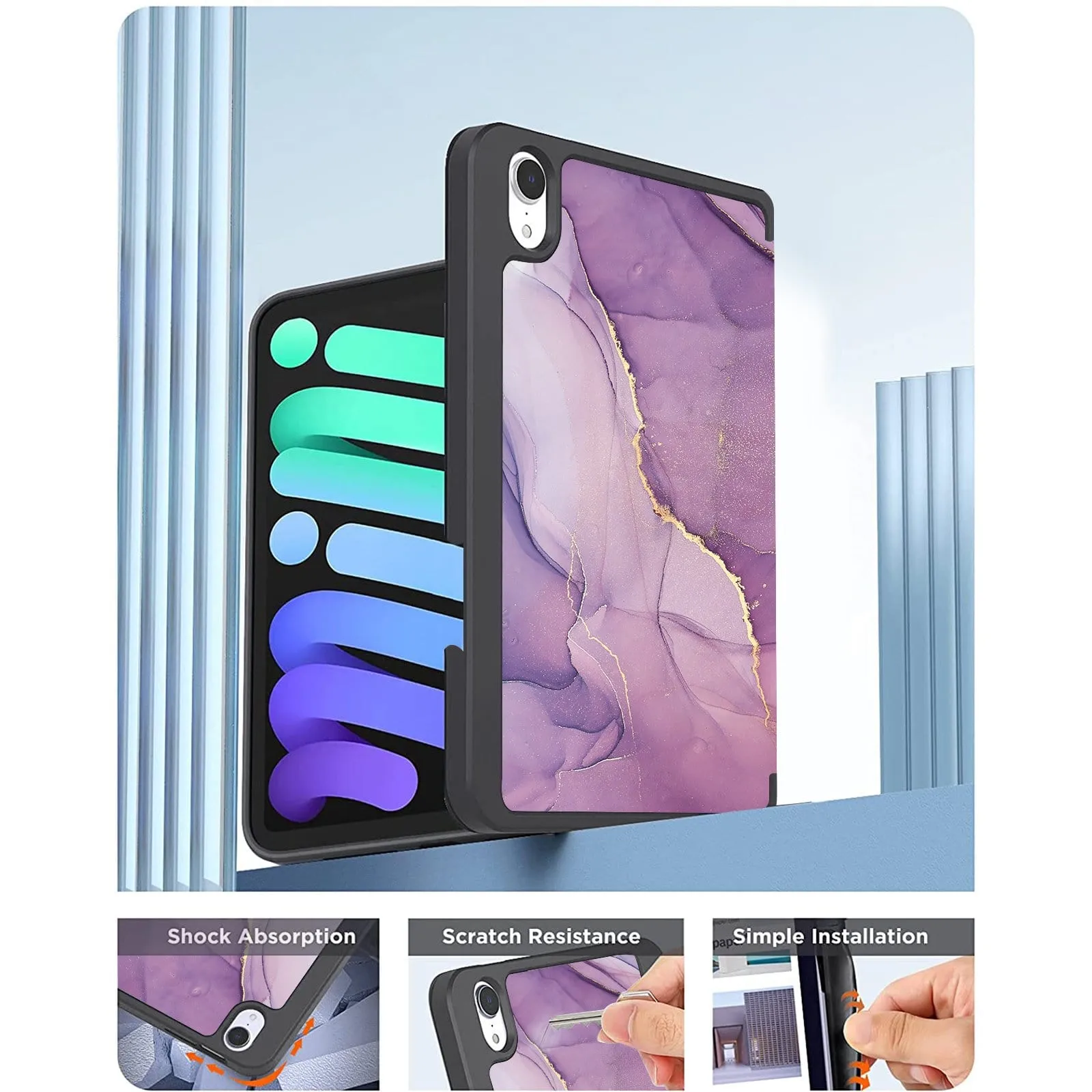 Inspire Series Purple Marble Folio Case - iPad Mini