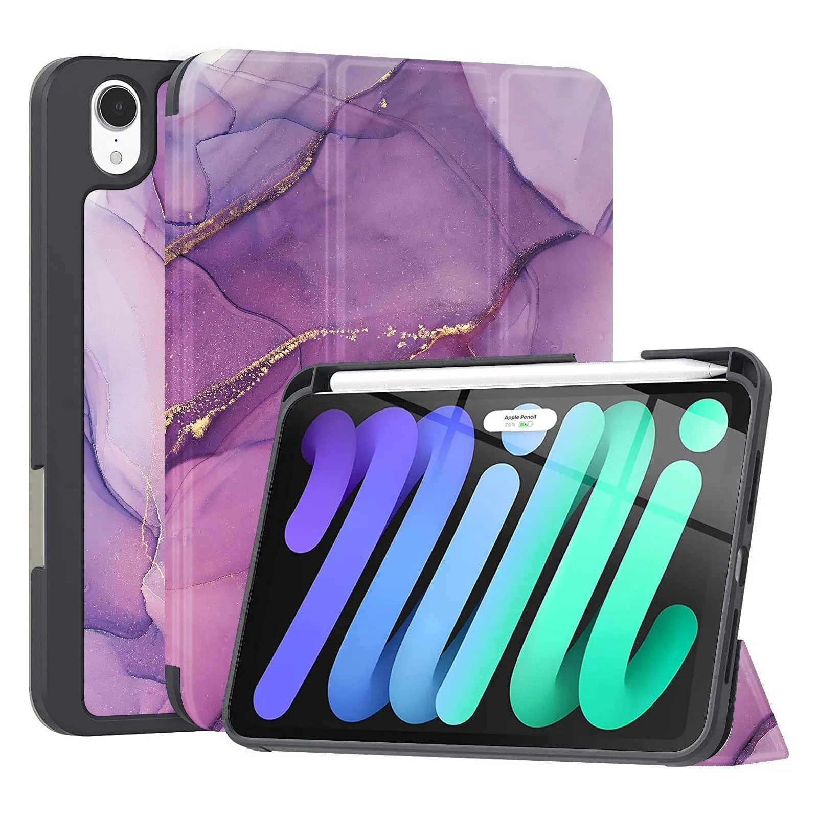 Inspire Series Purple Marble Folio Case - iPad Mini