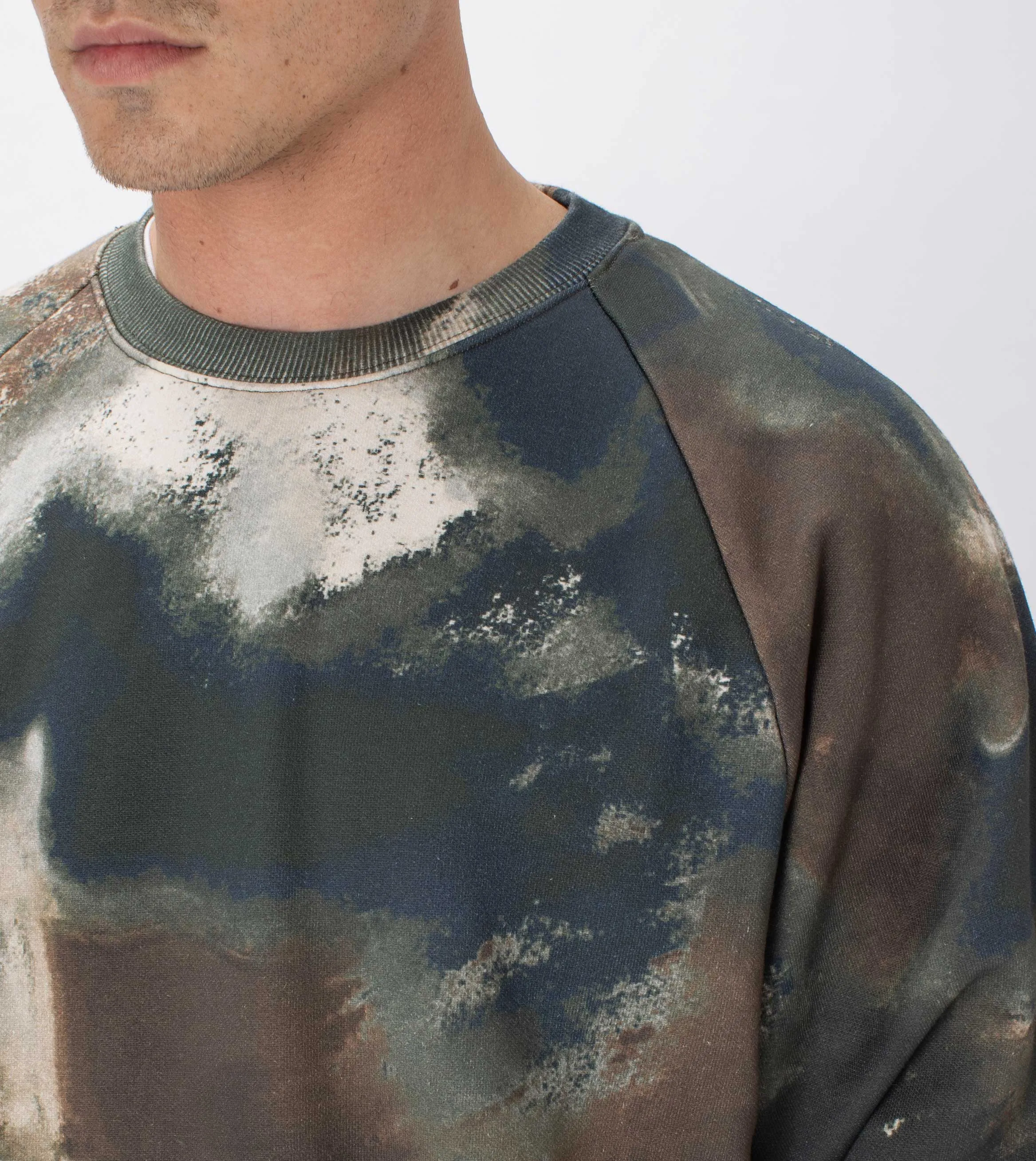 Lowgo Raglan Crew Sweat Washed Camo