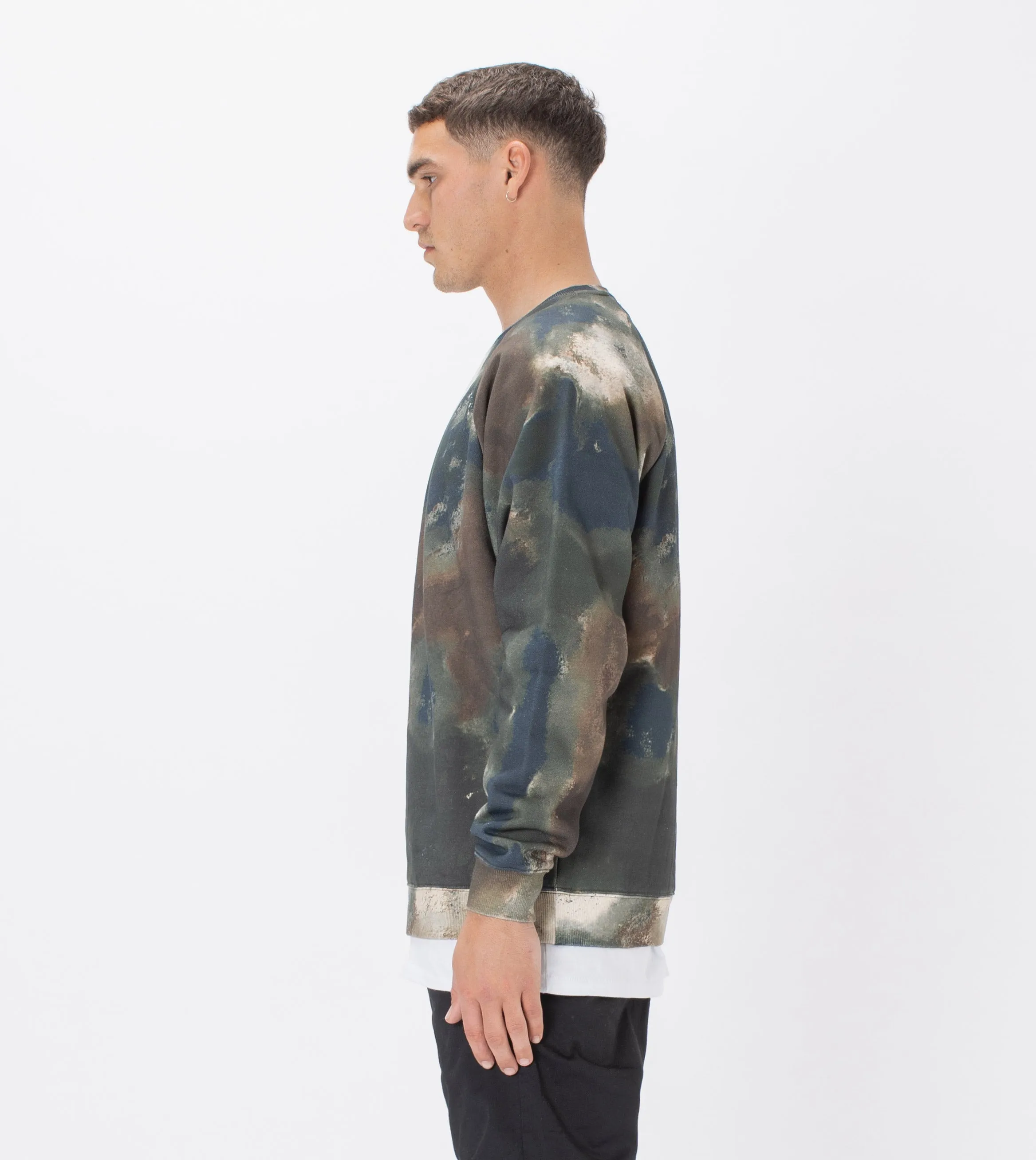 Lowgo Raglan Crew Sweat Washed Camo