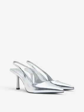 LUNA BLU Silver Slingback Heel Sandals