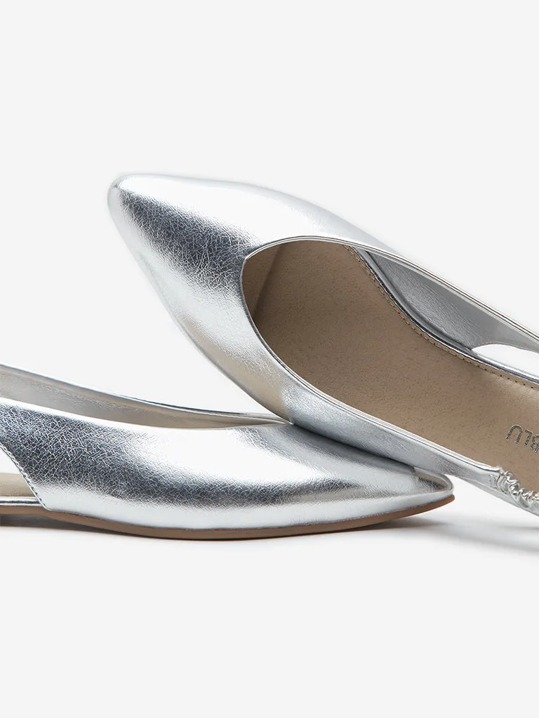 LUNA BLU Silver Slingback Shoes