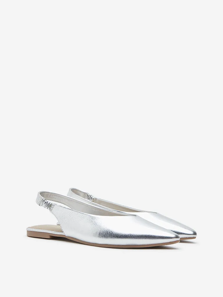 LUNA BLU Silver Slingback Shoes