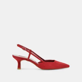 ODELA WIDE HEELS CRIMSON SUEDE