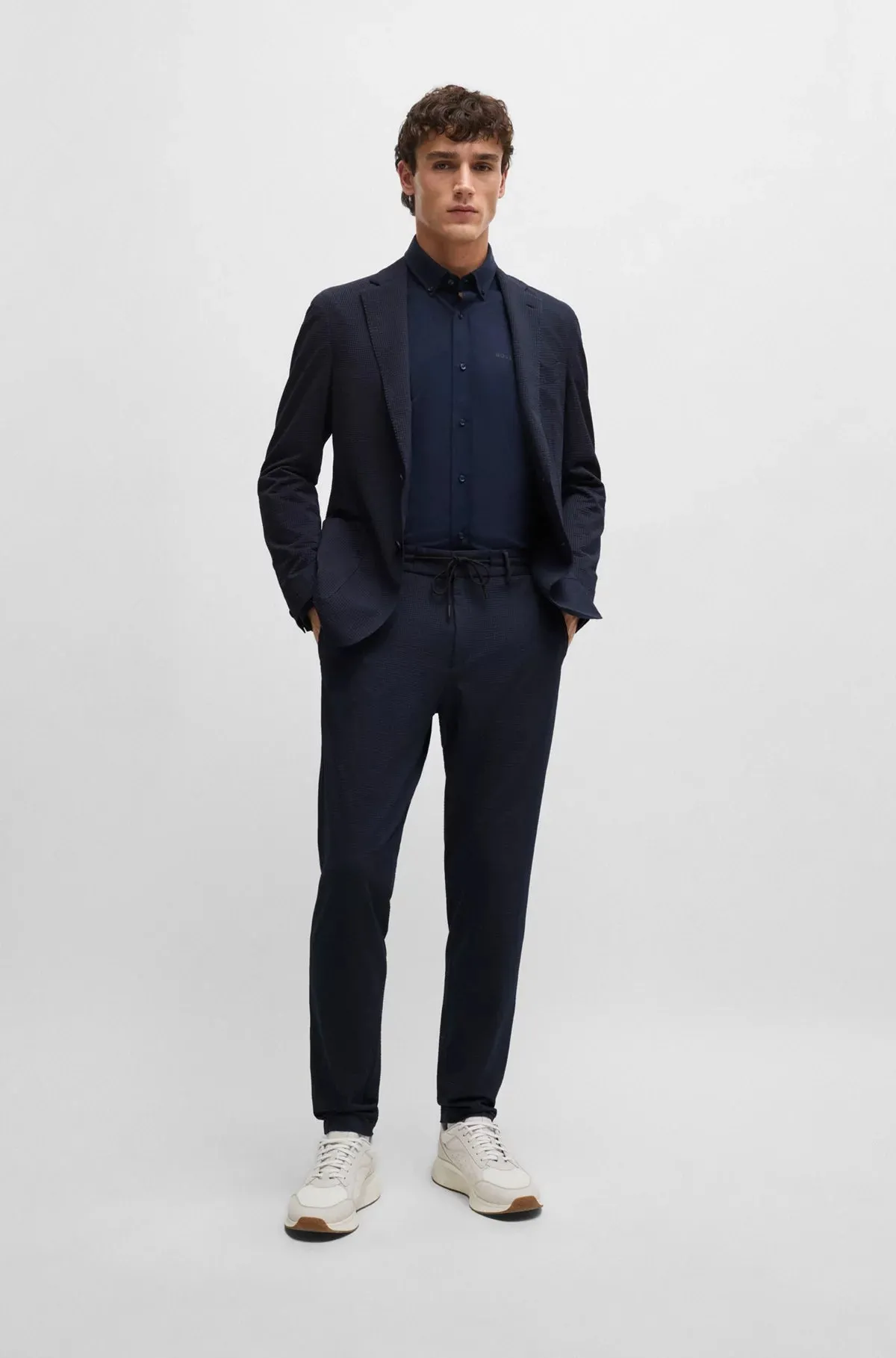 P-GeniusJ Slim-Fit Trousers in Performance-Stretch Seersucker 50514608