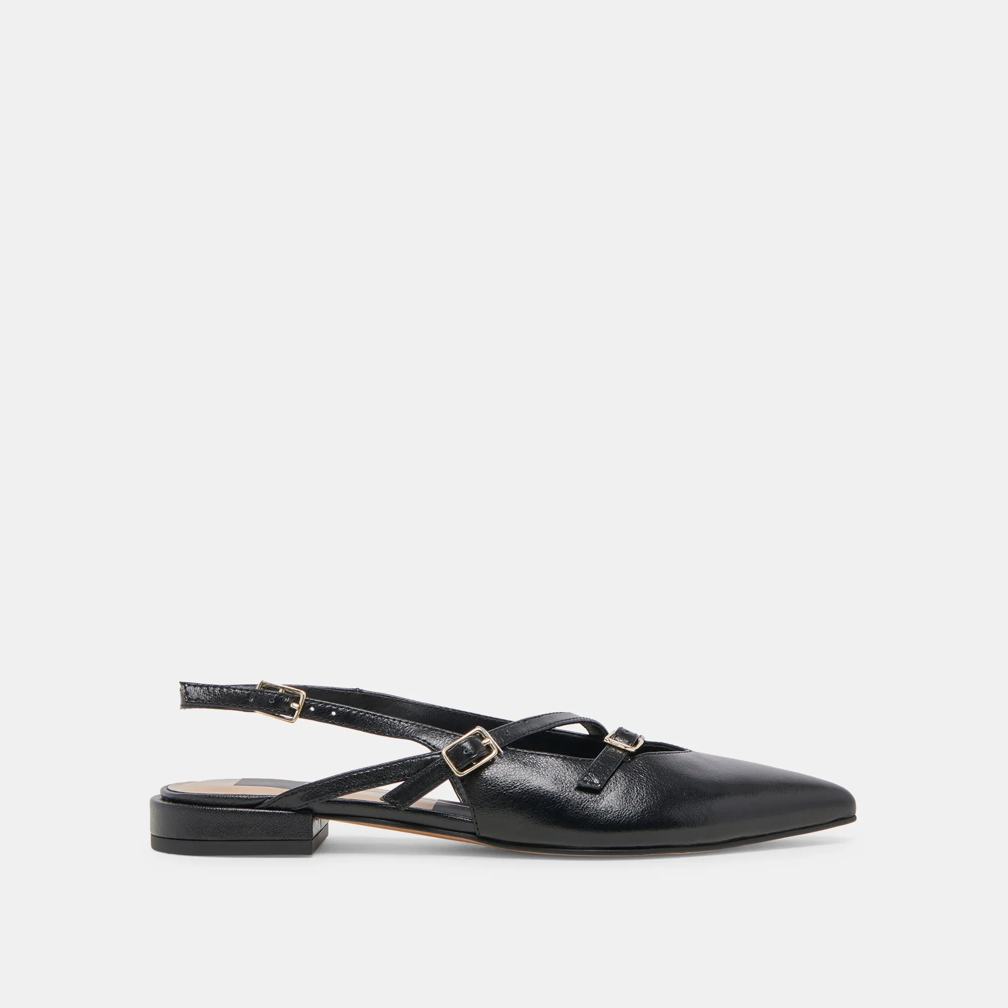 PAMLA WIDE FLATS BLACK CRINKLE PATENT