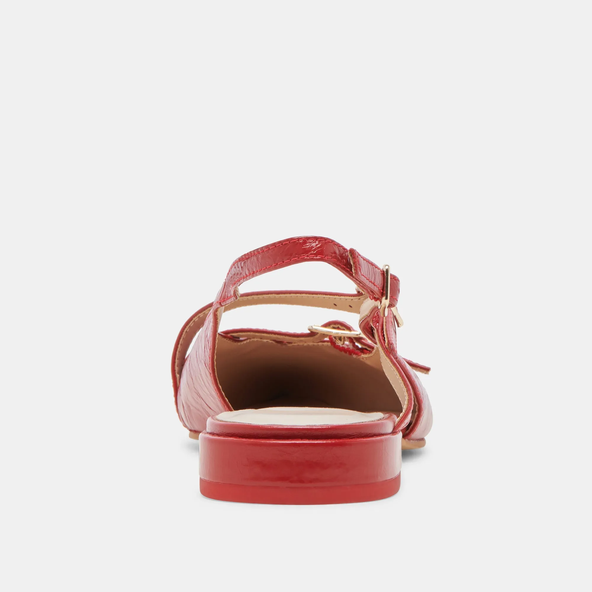 PAMLA WIDE FLATS RED CRINKLE PATENT