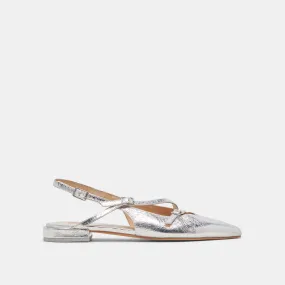 PAMLA WIDE FLATS SILVER CRINKLE PATENT