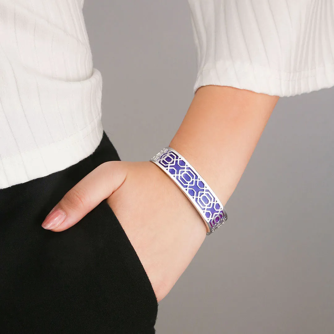 Peranakan Grace Bangle - Dawn Mauve - Sterling Silver