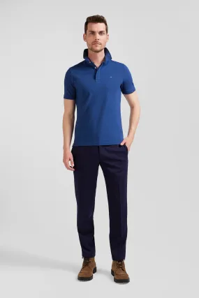 Polo manches courtes en coton stretch bleu foncé coupe Slim