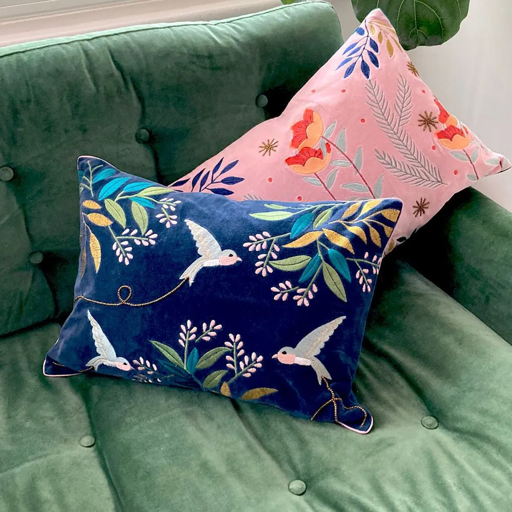 Secret Garden Velvet Bird Cushion