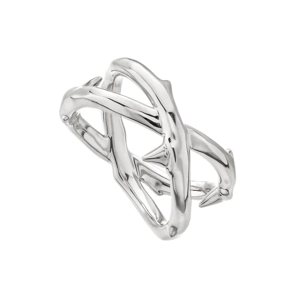 Silver Rose Thorn Wide Band Ring