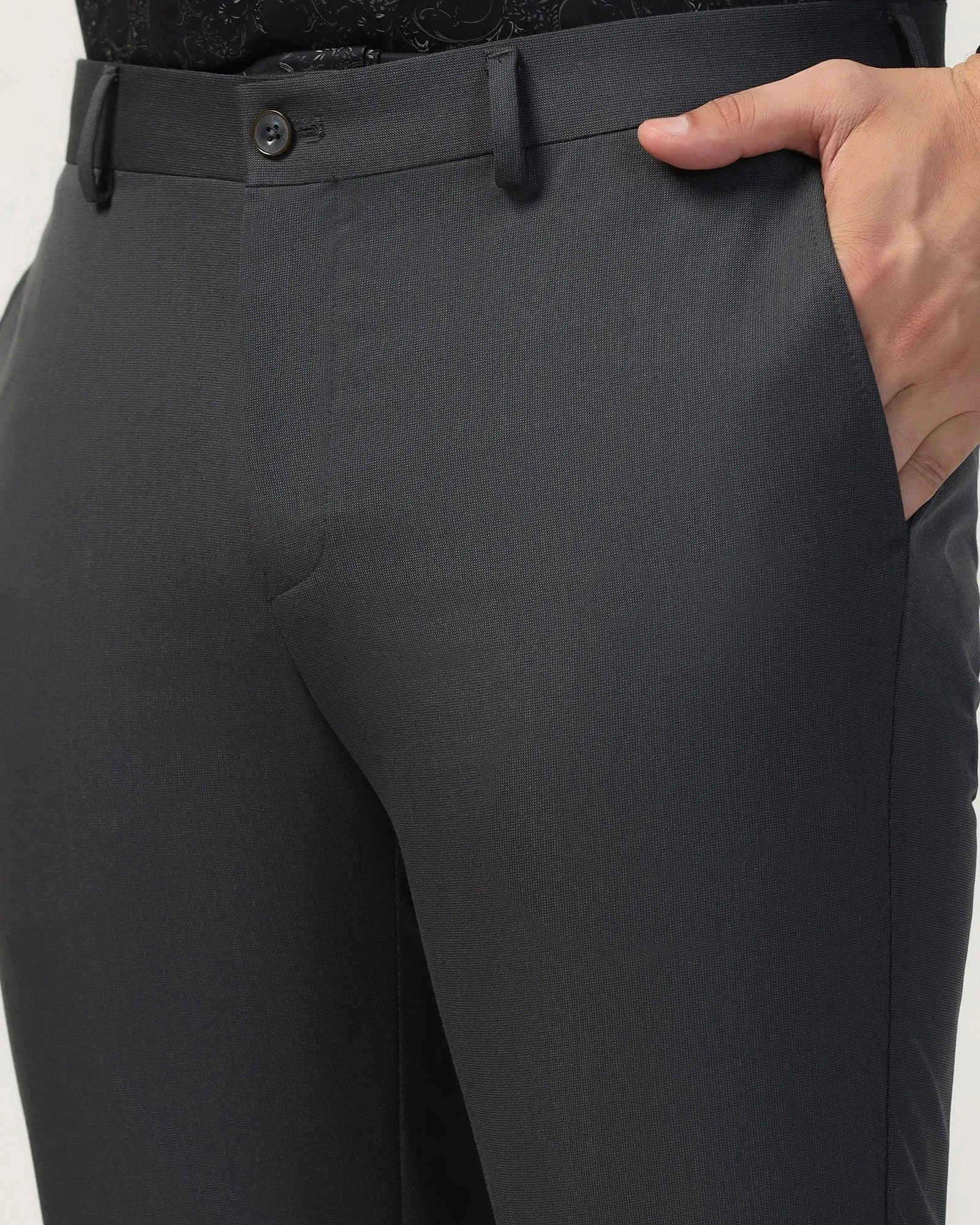 Slim Fit B-91 Formal Dark Grey Textured Trouser - Gladiator