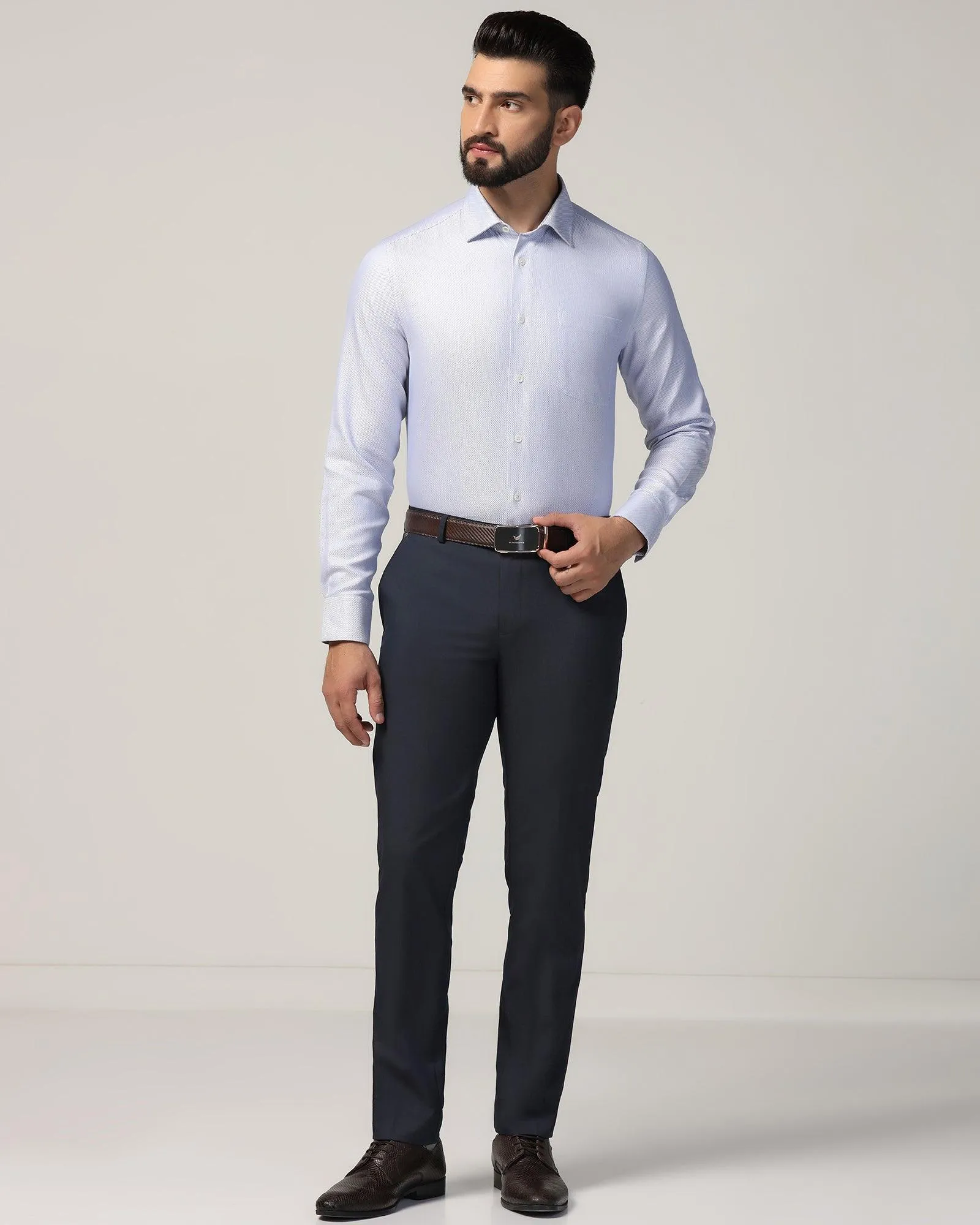 Slim Fit B-91 Formal Navy Textured Trouser - Gladiator